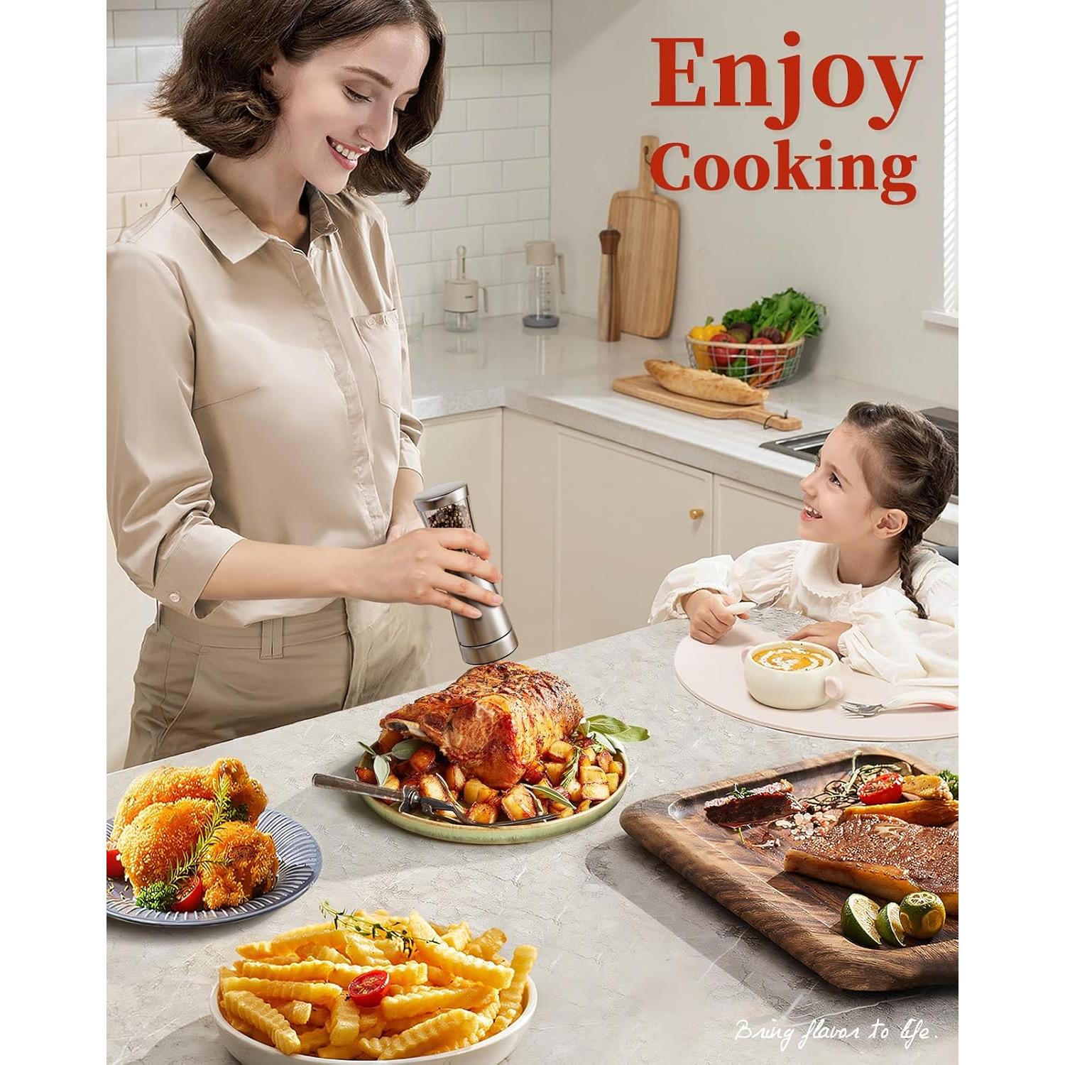 Juego de Molinillos Eléctricos TOMEEM Acero Inoxidable 4.5 oz