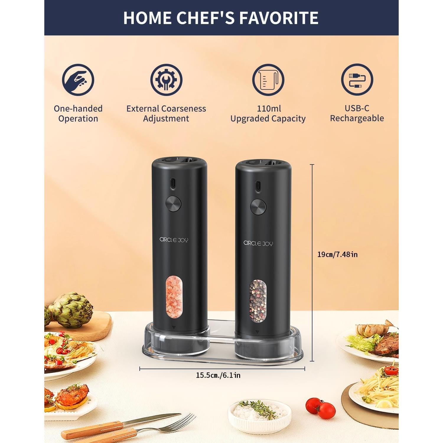 Molinillos Eléctricos de Sal y Pimienta CIRCLE JOY 110ml Negro