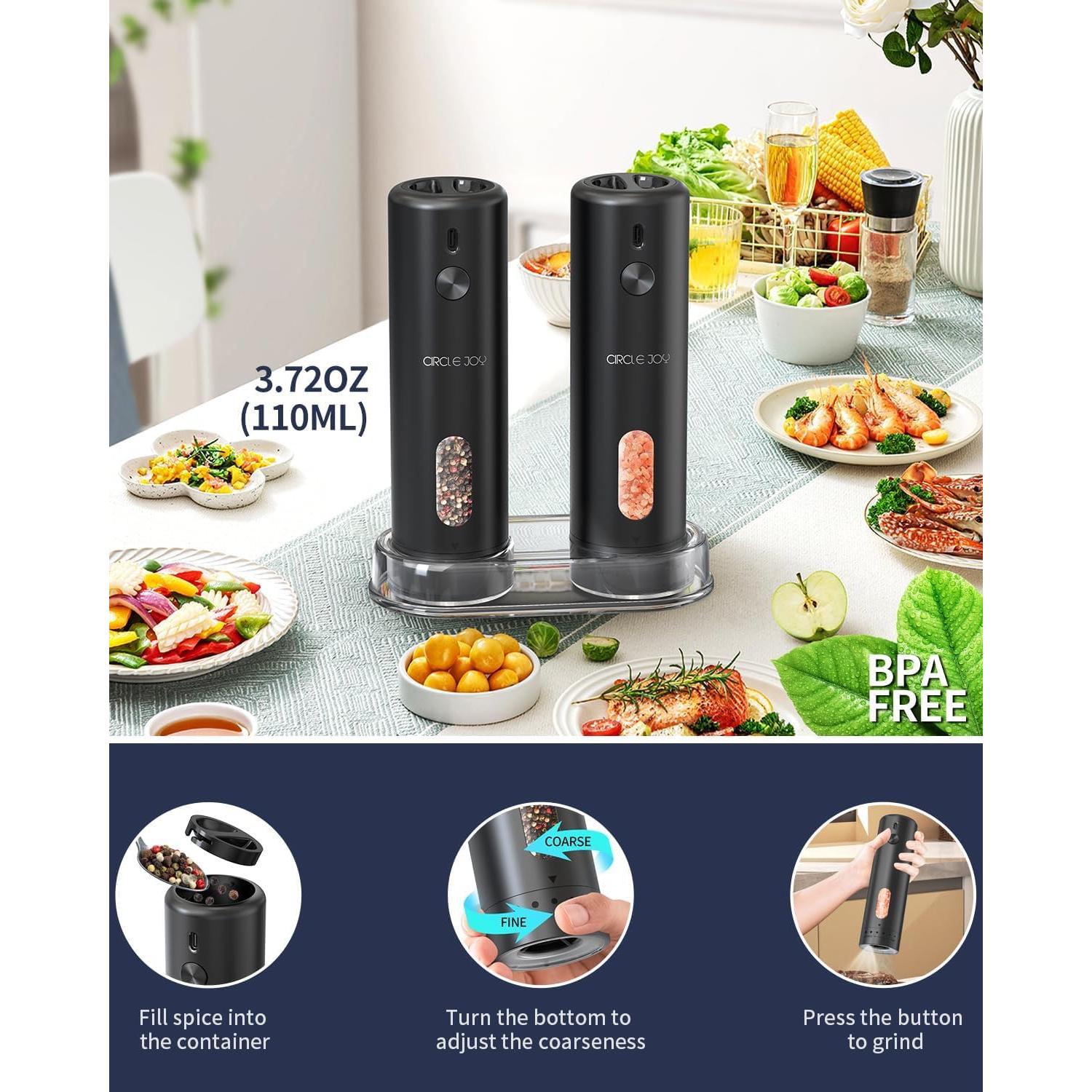 Molinillos Eléctricos de Sal y Pimienta CIRCLE JOY 110ml Negro