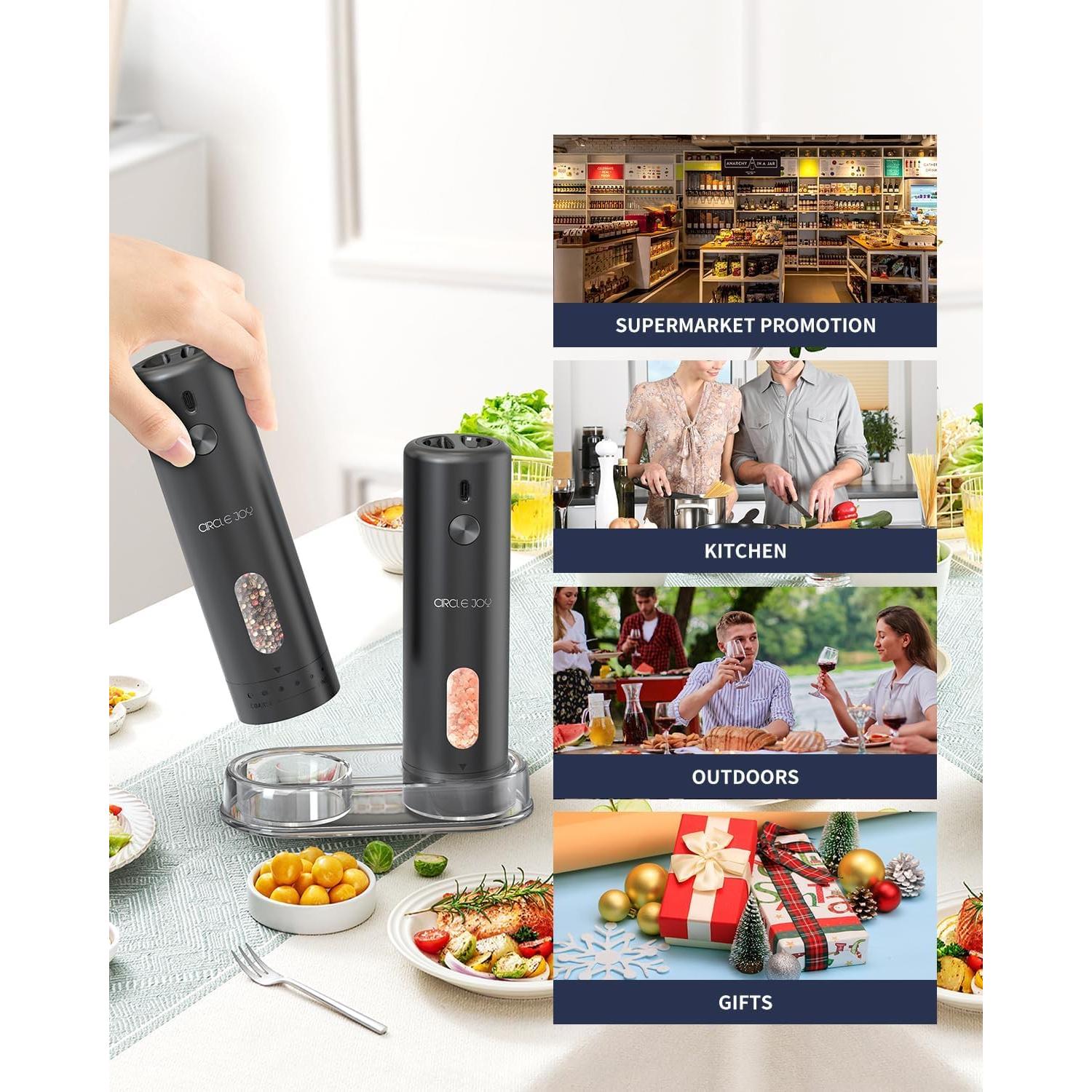 Molinillos Eléctricos de Sal y Pimienta CIRCLE JOY 110ml Negro