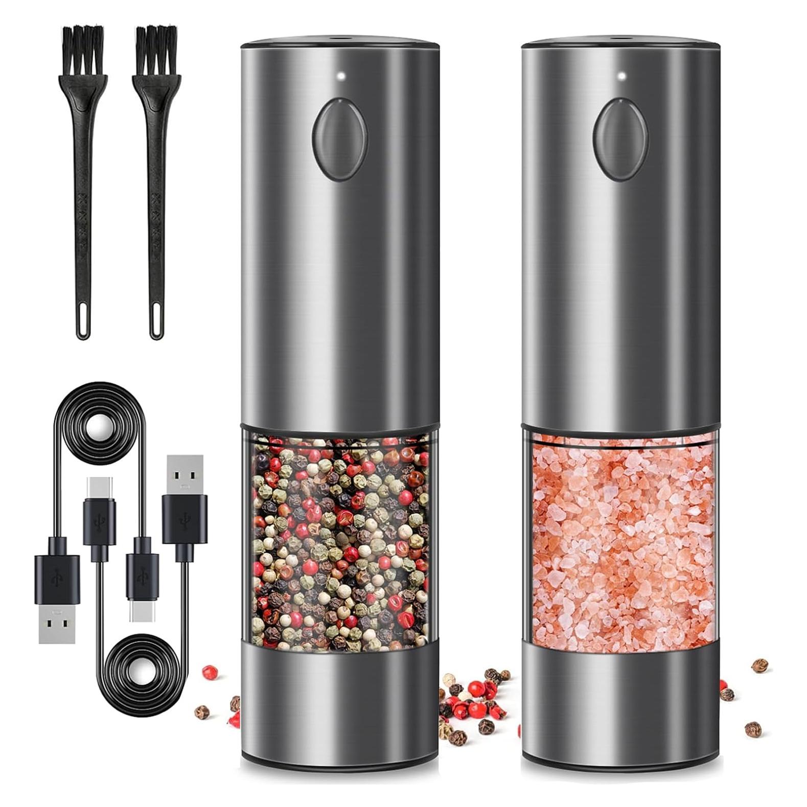 Juego de Molinillos Eléctricos de Sal y Pimienta Haomacro 100g