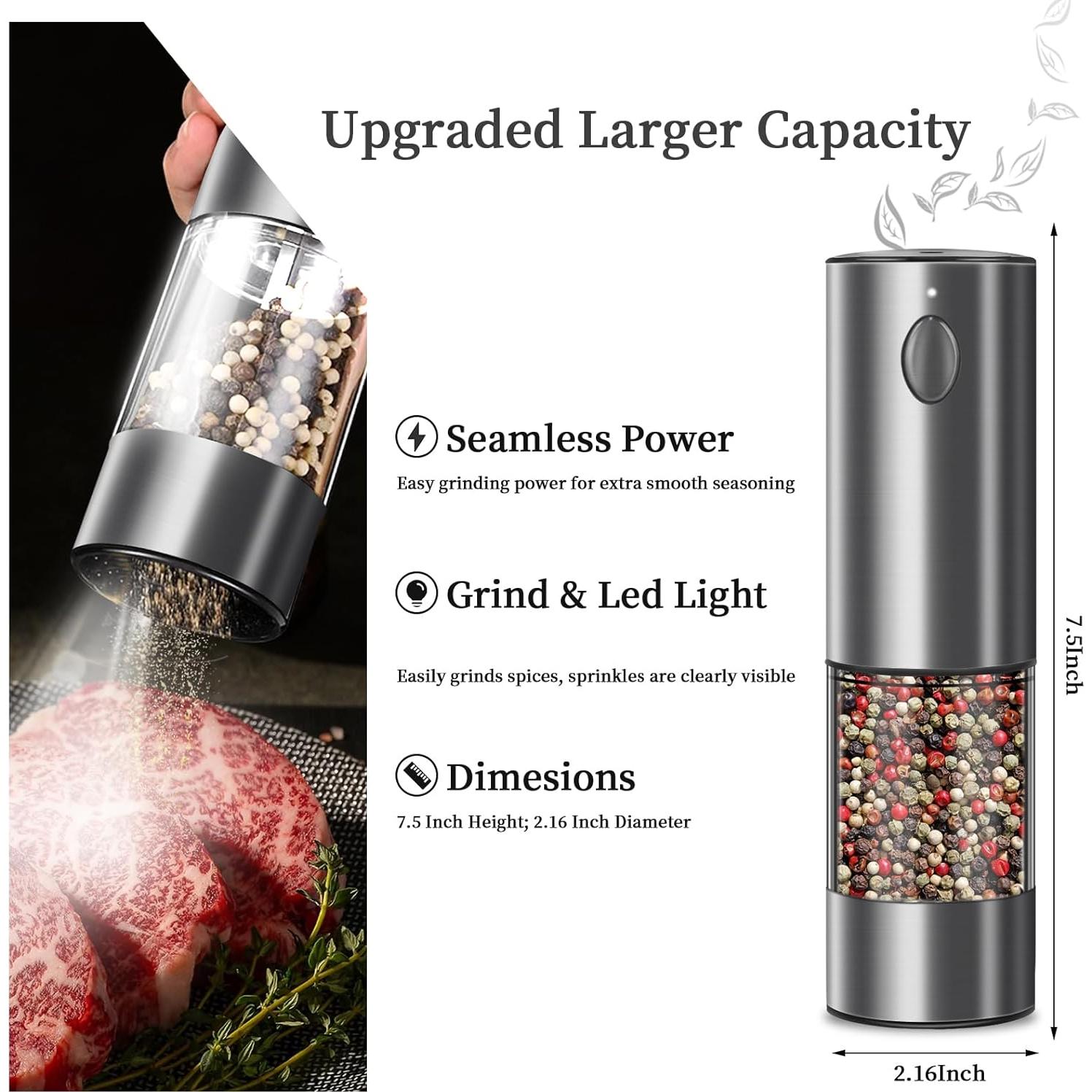 Juego de Molinillos Eléctricos de Sal y Pimienta Haomacro 100g