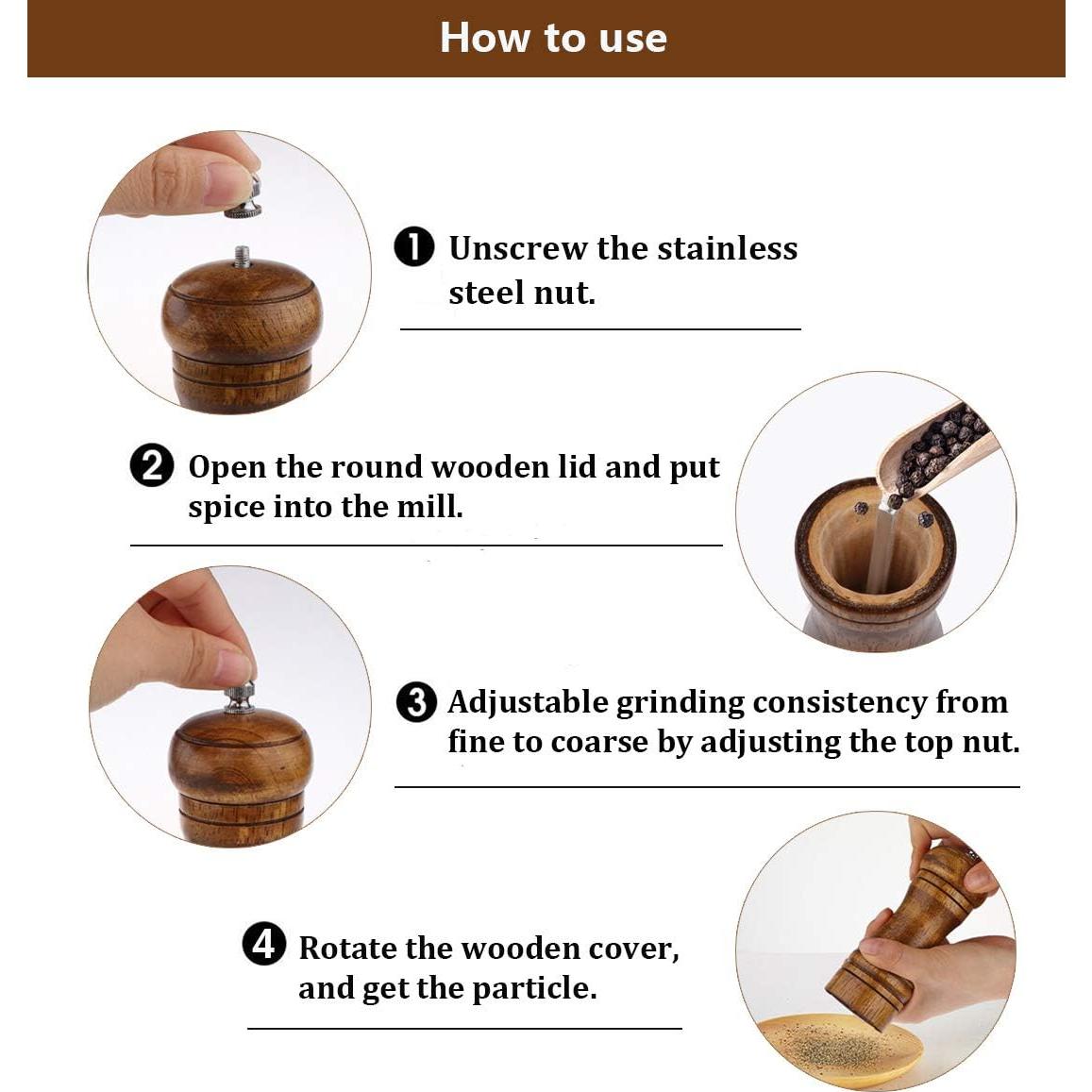 Juego de Molinillos de Sal y Pimienta Ouktor Madera 14.5 cm