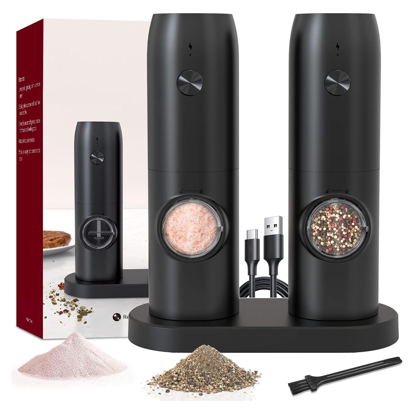 Juego de molinillos eléctricos de sal y pimienta Jeadiuwe 2 piezas
