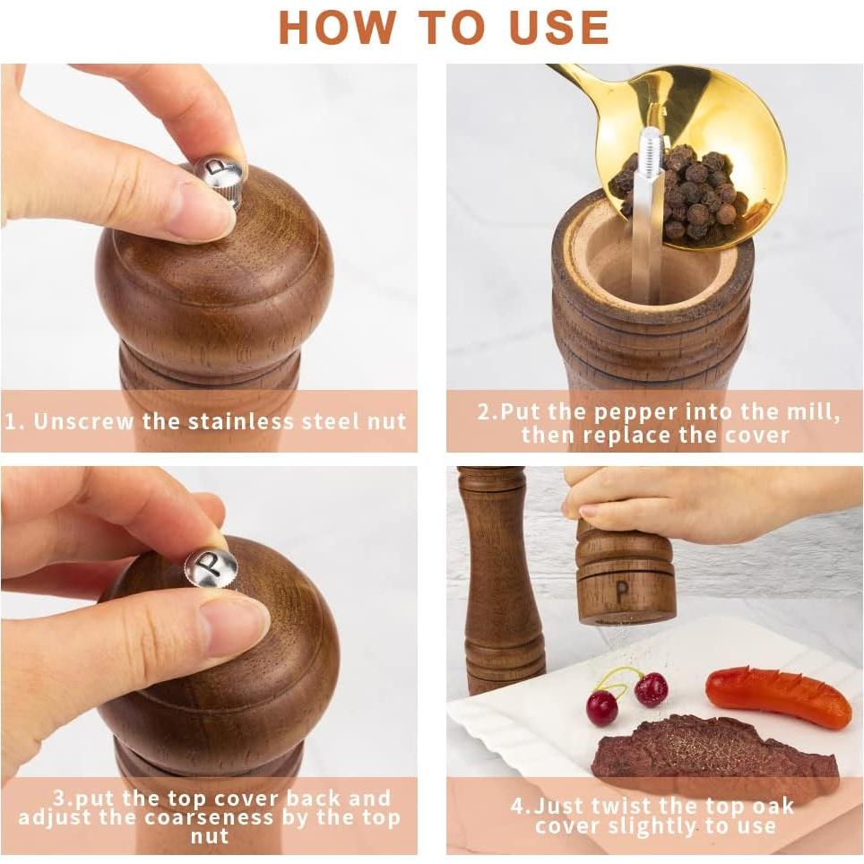 Juego de Molinillos de Sal y Pimienta XWXO 20 cm Madera Roble