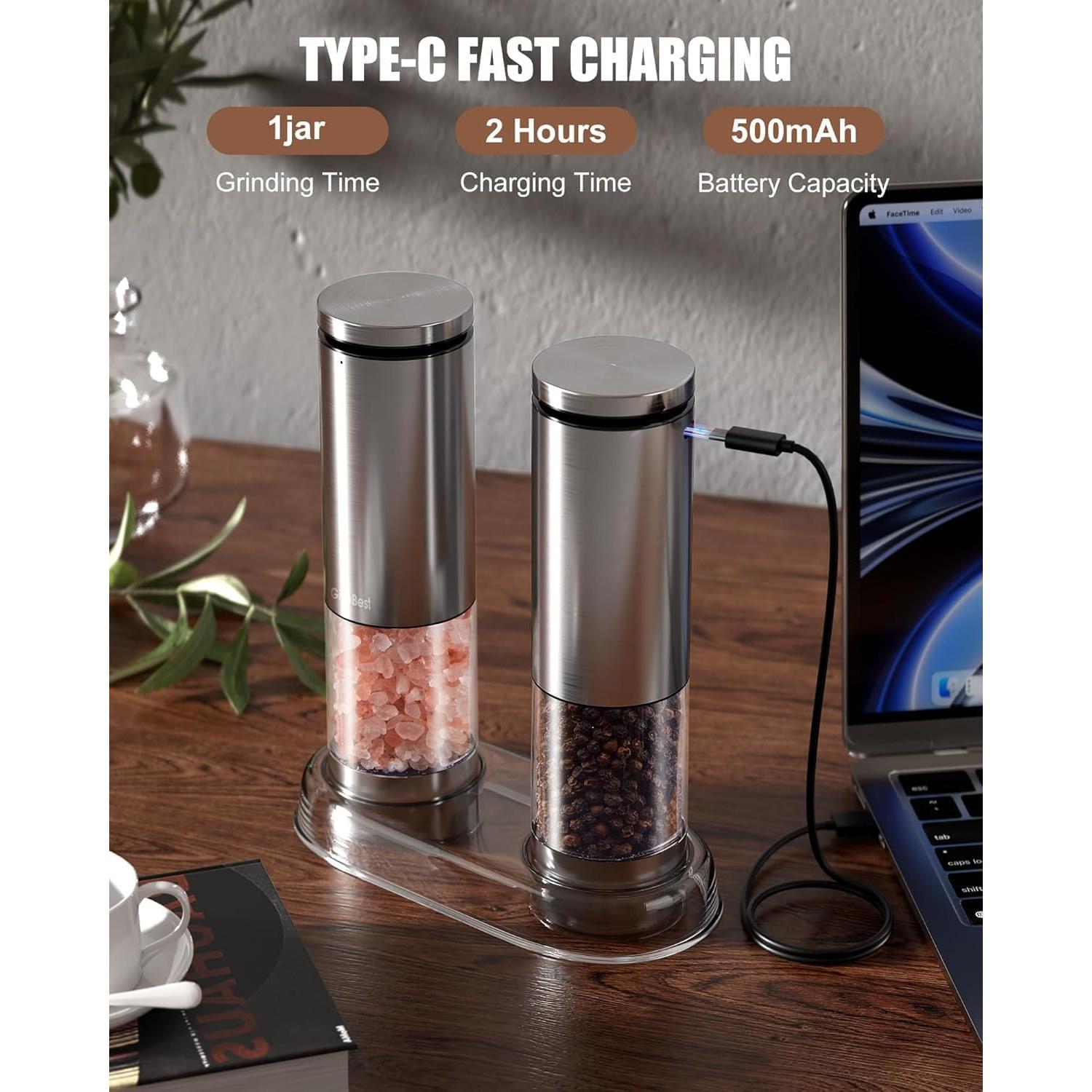 Juego Molinillos Sal y Pimienta Eléctrico GiveBest 100ml