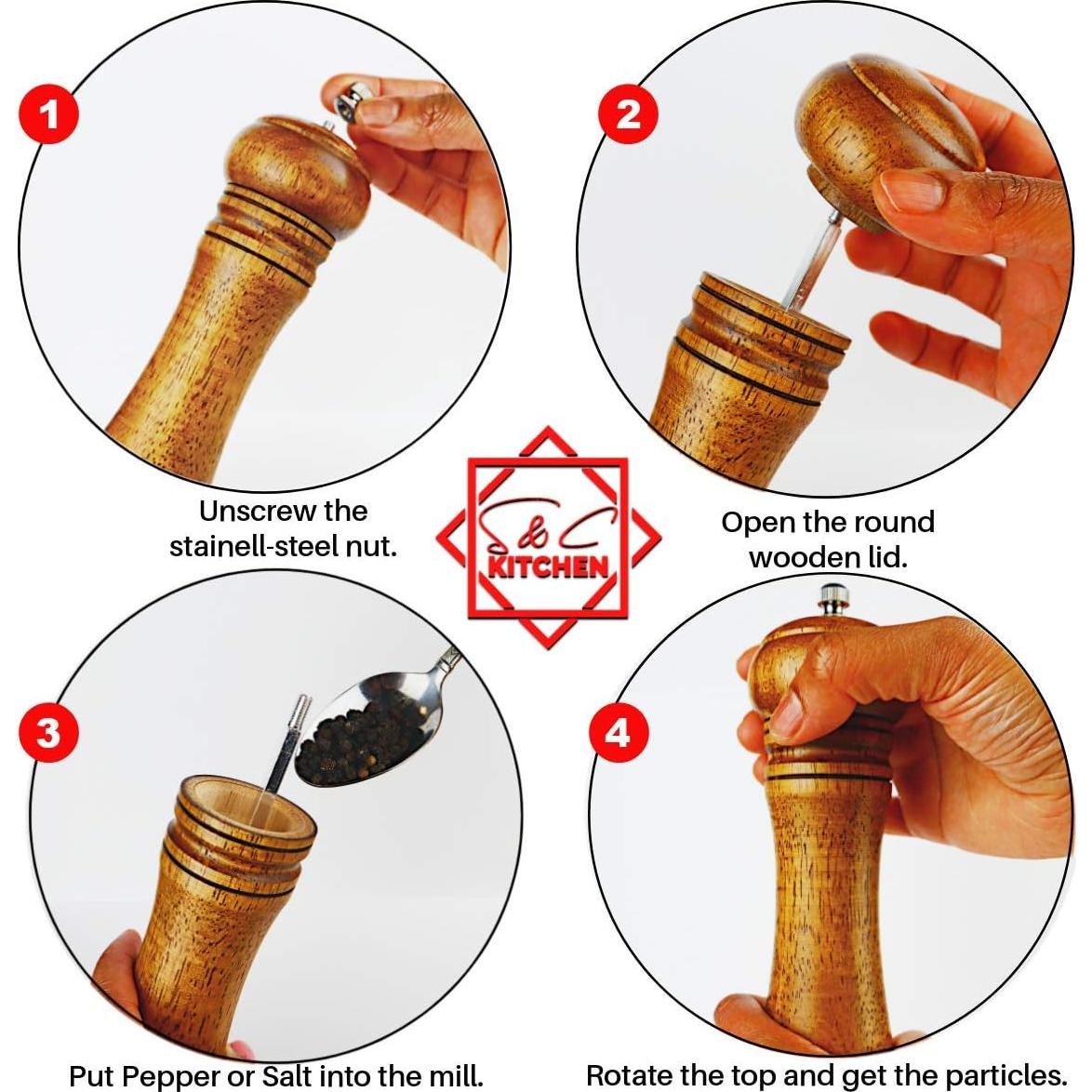 Molino de pimienta de madera S & C Living 20 cm manual