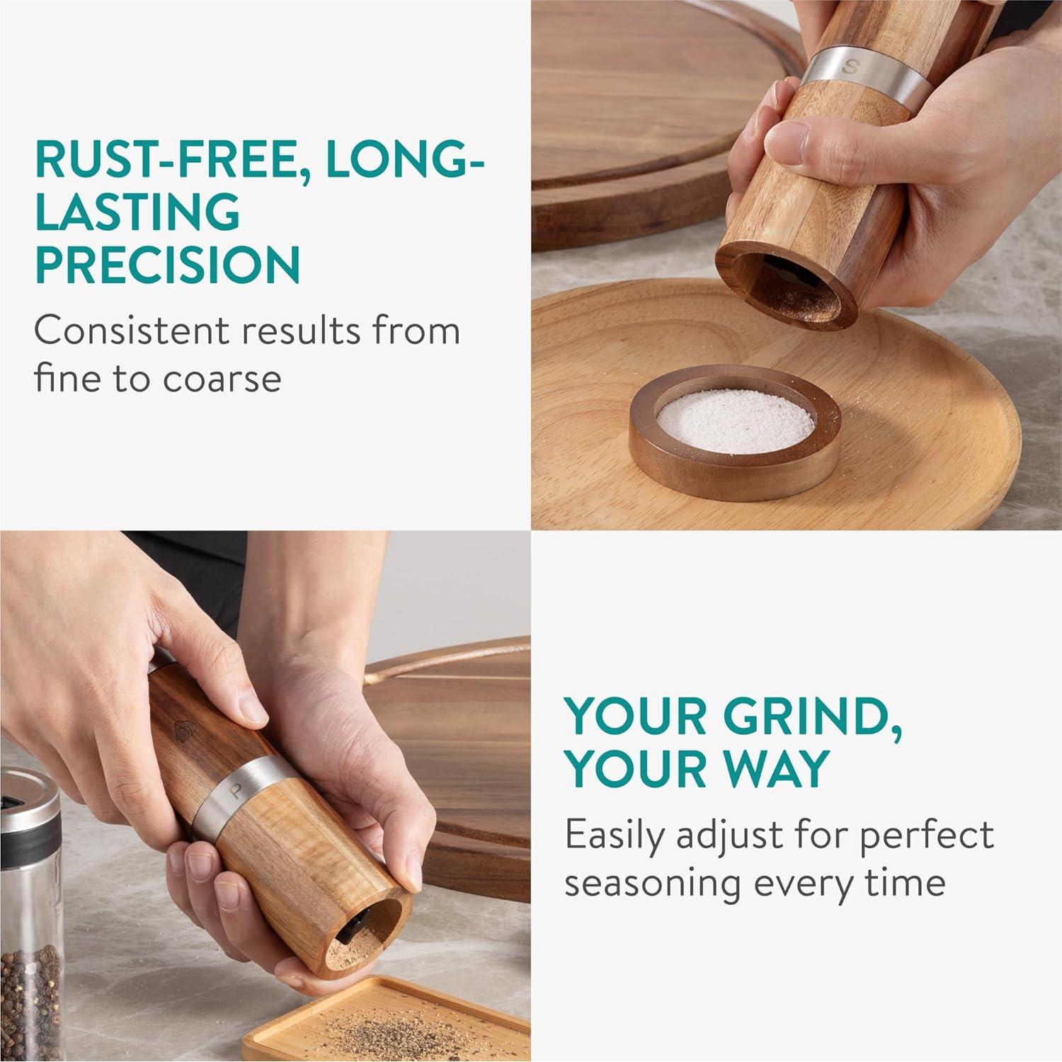 Juego de Molinillos de Sal y Pimienta 2 en 1 Acacia