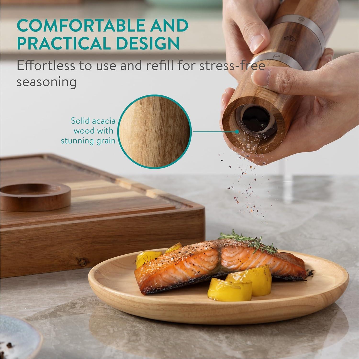 Juego de Molinillos de Sal y Pimienta 2 en 1 Acacia