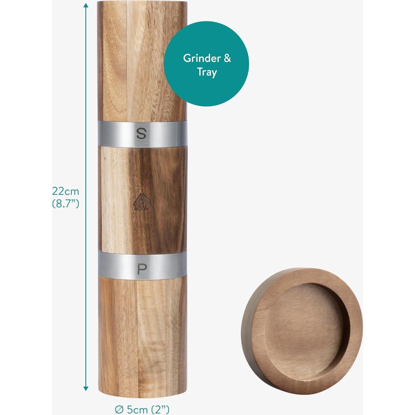 Juego de Molinillos de Sal y Pimienta 2 en 1 Acacia