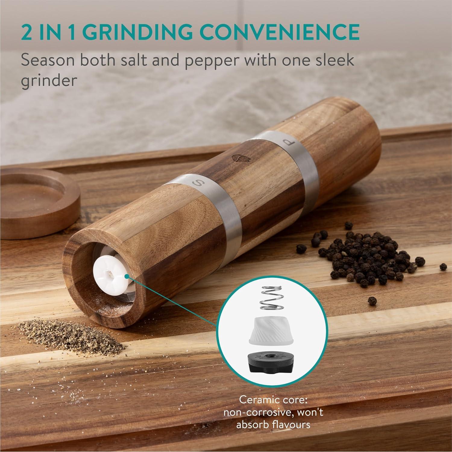 Juego de Molinillos de Sal y Pimienta 2 en 1 Acacia