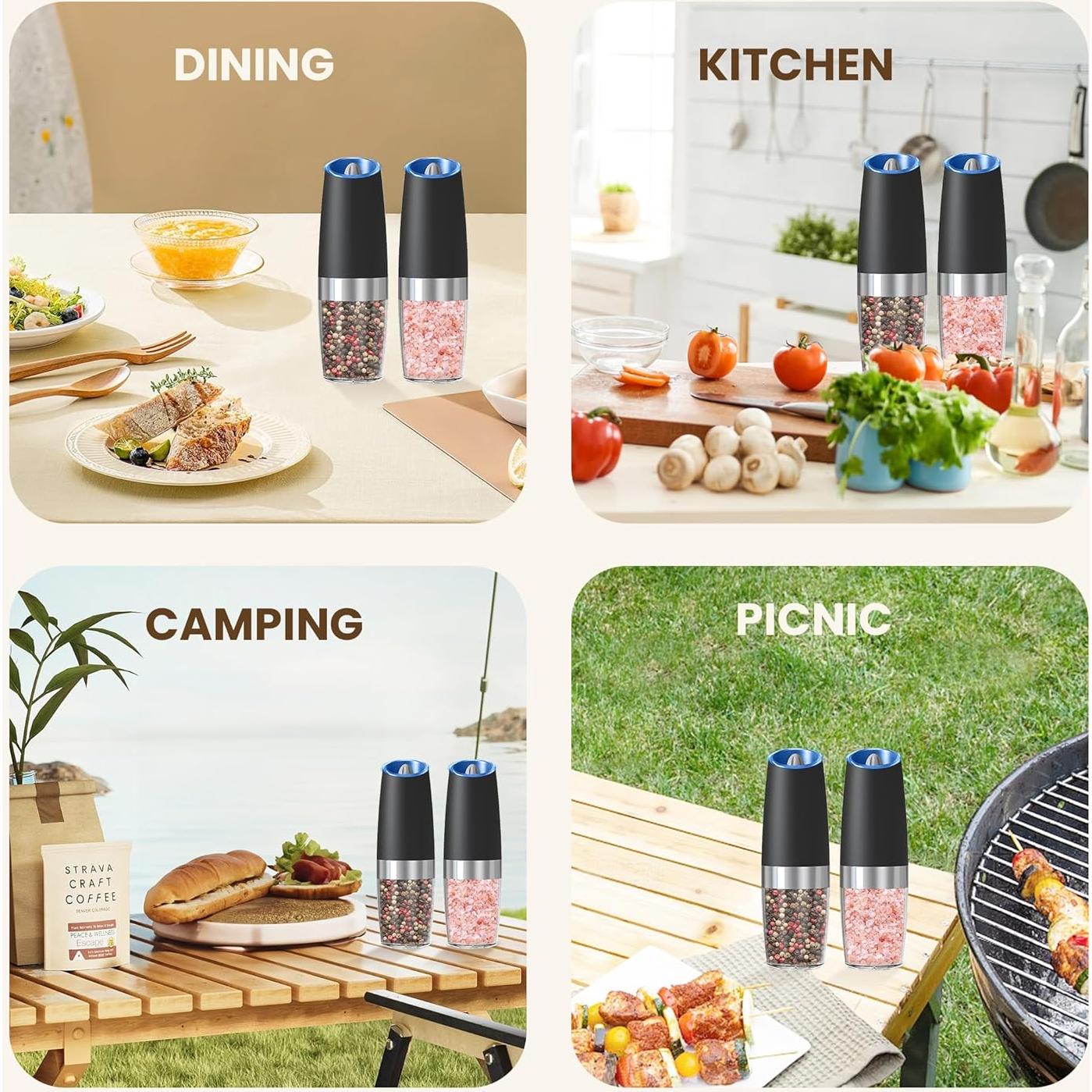 Juego de Molinillos Eléctricos de Sal y Pimienta Kiaryuoll