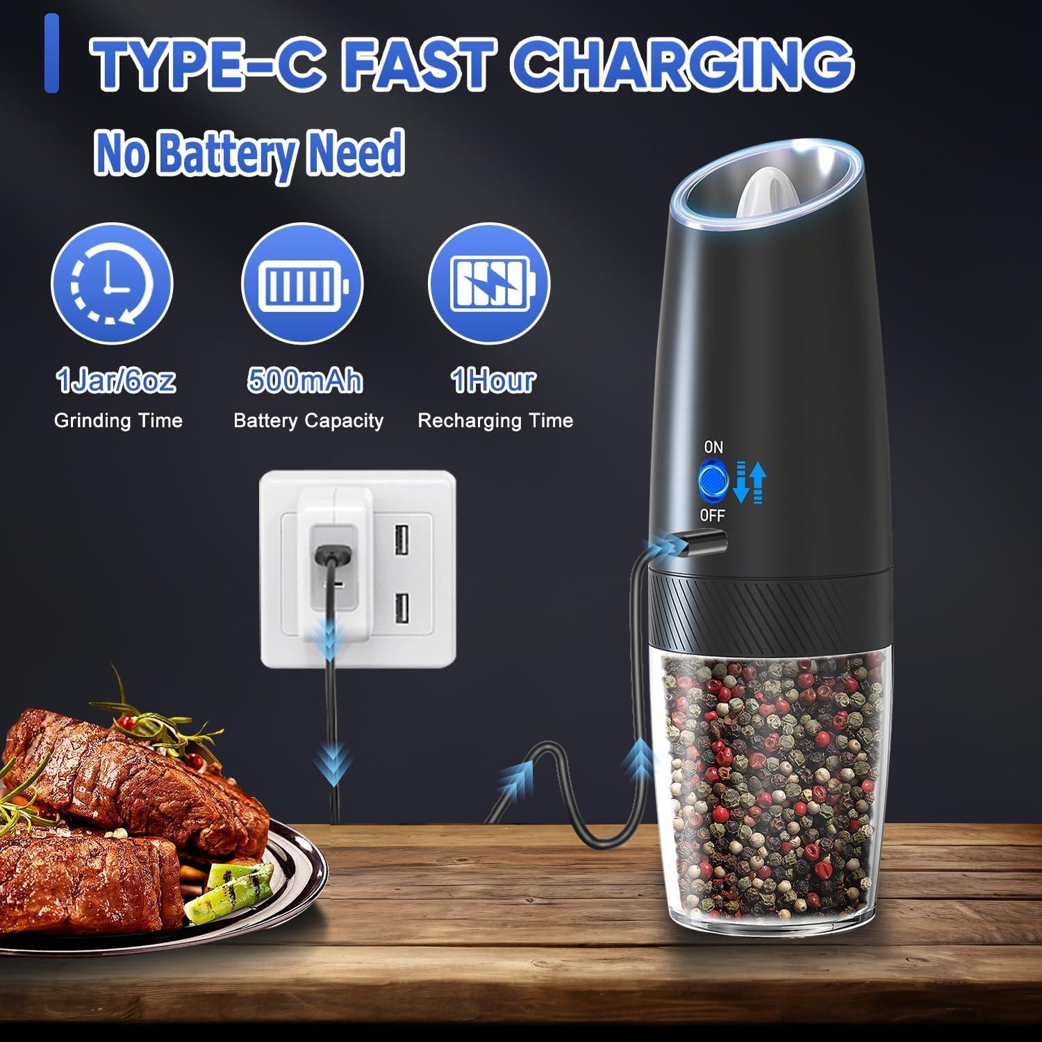 Molinillos Eléctricos de Sal y Pimienta FEIYUANDZ Recargables