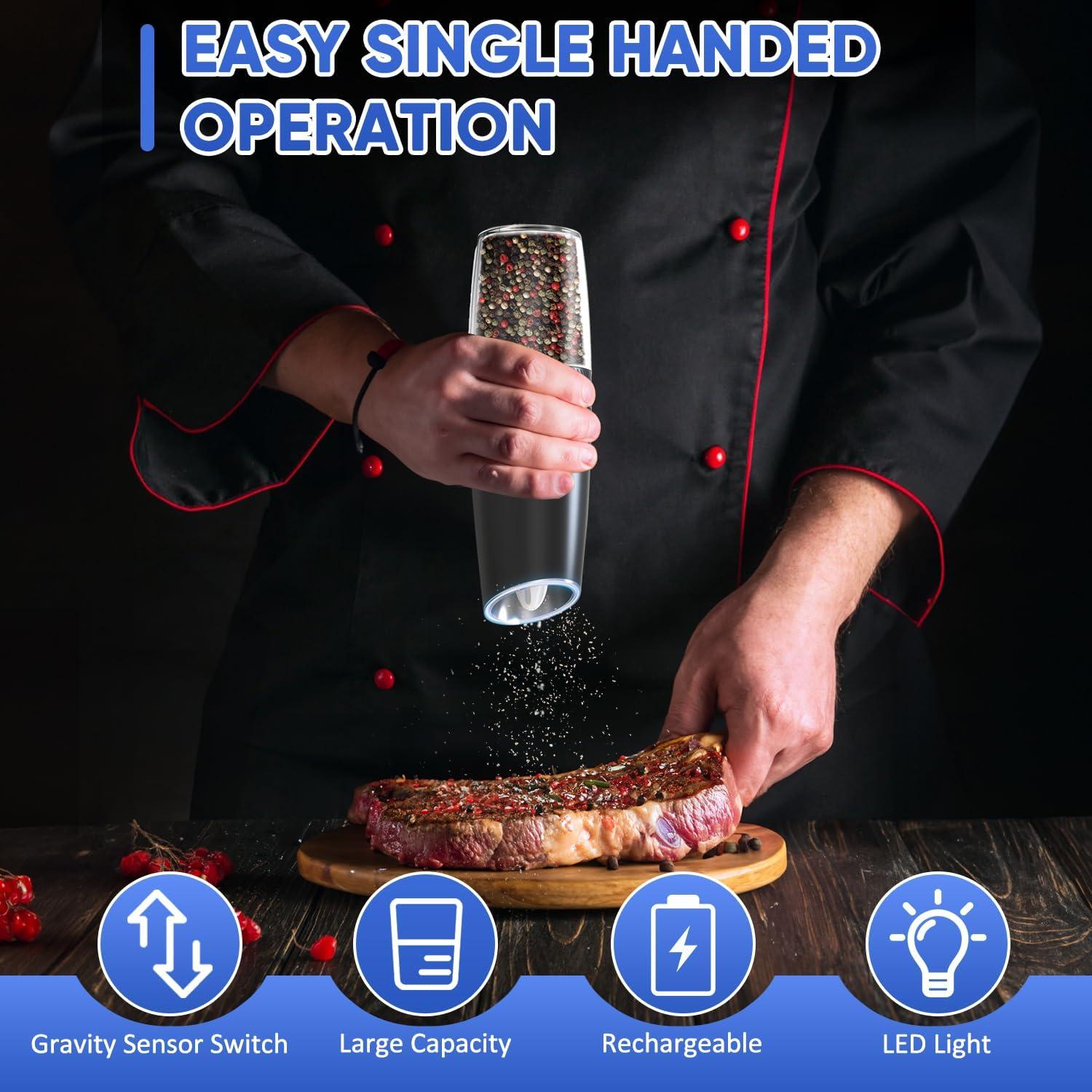 Molinillos Eléctricos de Sal y Pimienta FEIYUANDZ Recargables