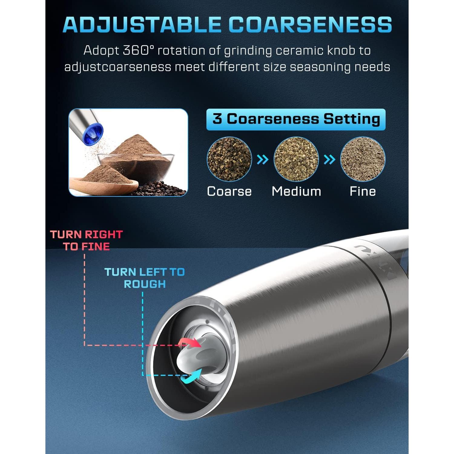 Molinillos Eléctricos de Sal y Pimienta XinXu, Acero Inoxidable