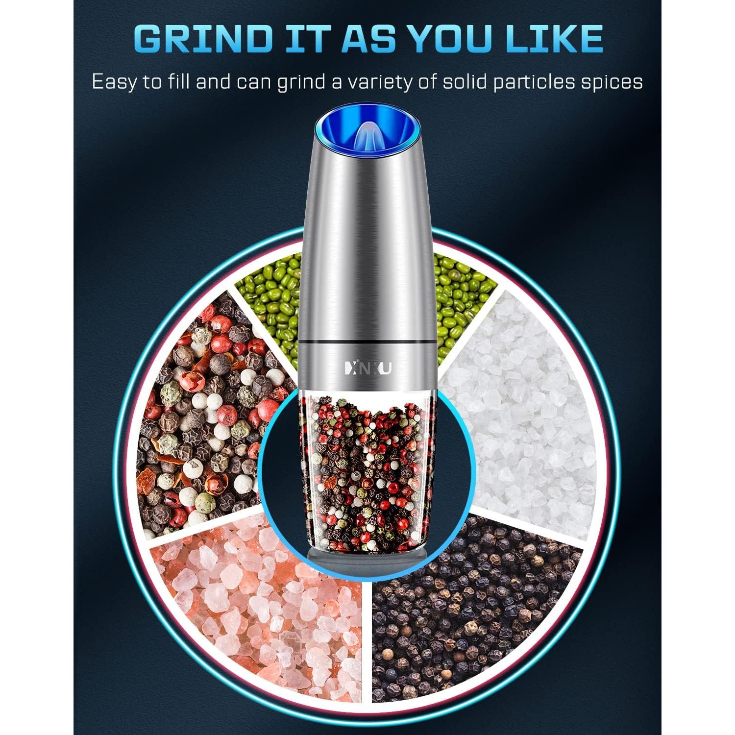 Molinillos Eléctricos de Sal y Pimienta XinXu, Acero Inoxidable