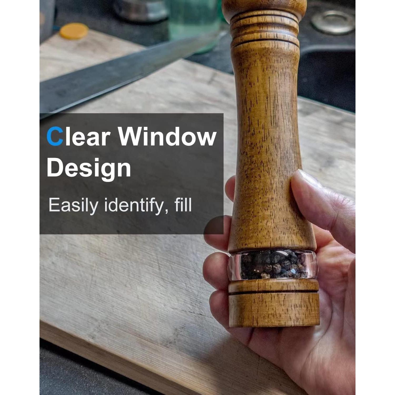 Molino de Pimienta y Sal TooWoom de Madera 20 cm Ajustable