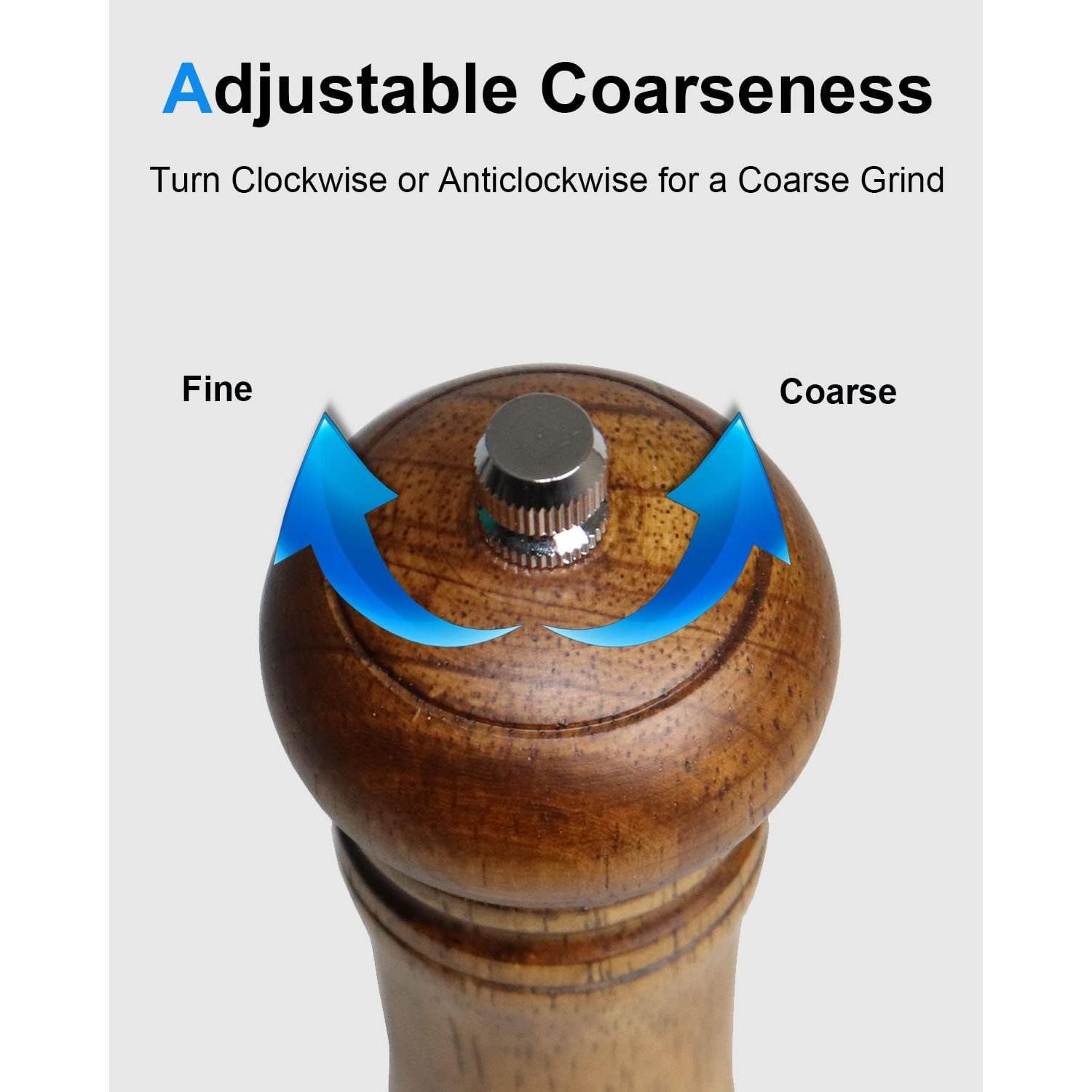 Molino de Pimienta y Sal TooWoom de Madera 20 cm Ajustable