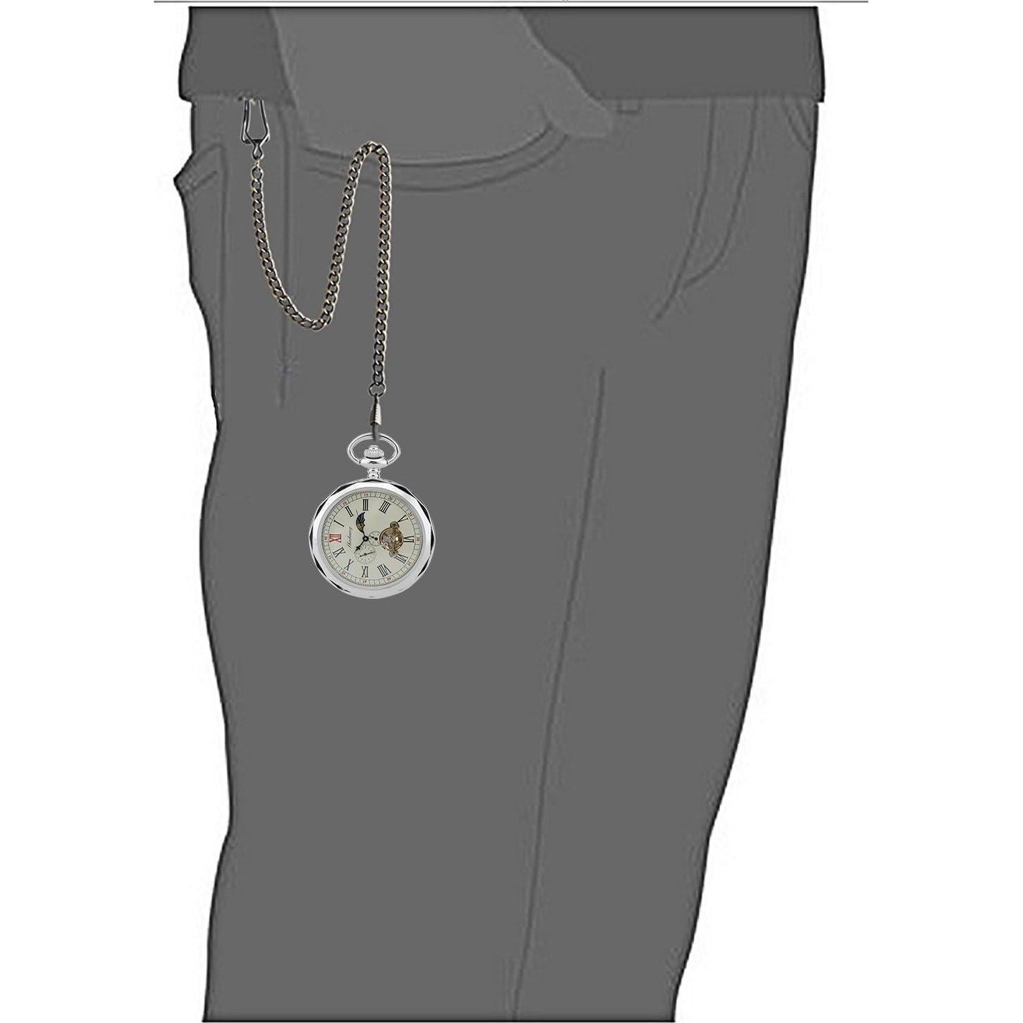 Reloj de bolsillo mecánico TREEWETO con sol y luna 50.5mm