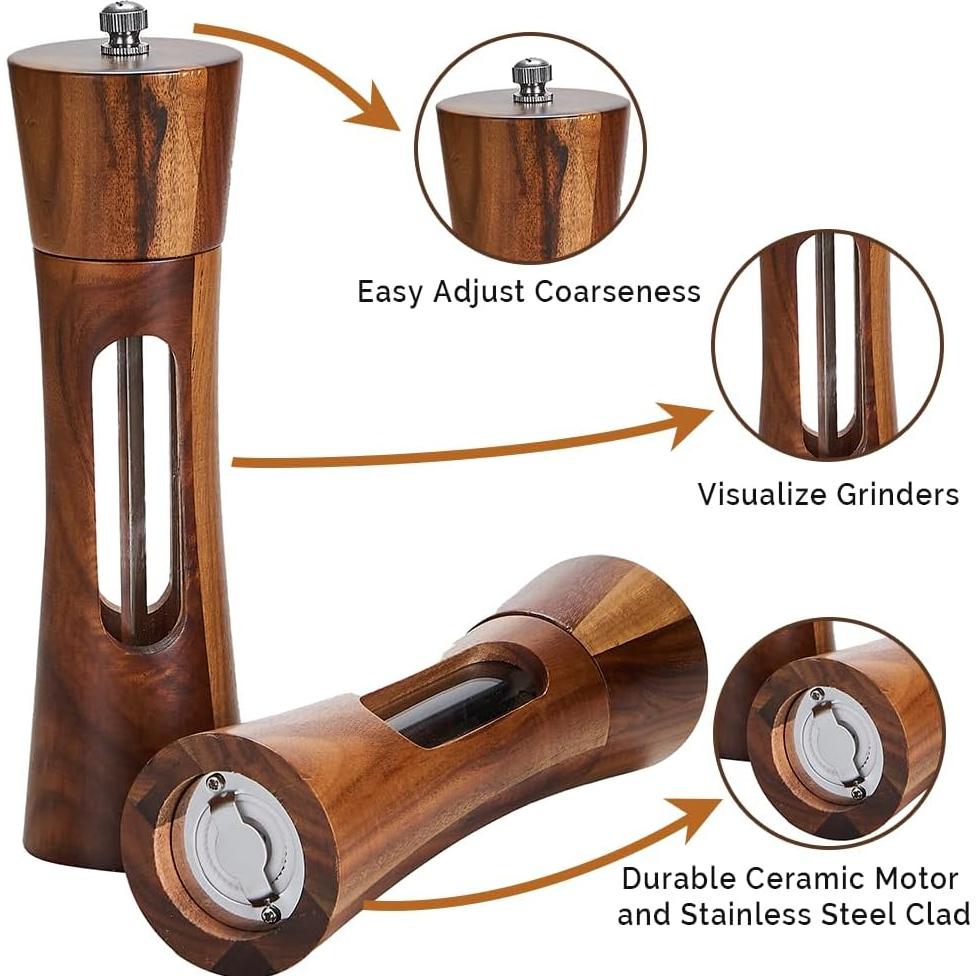 Juego de Molinillos de Sal y Pimienta Eaireys 20 cm Madera