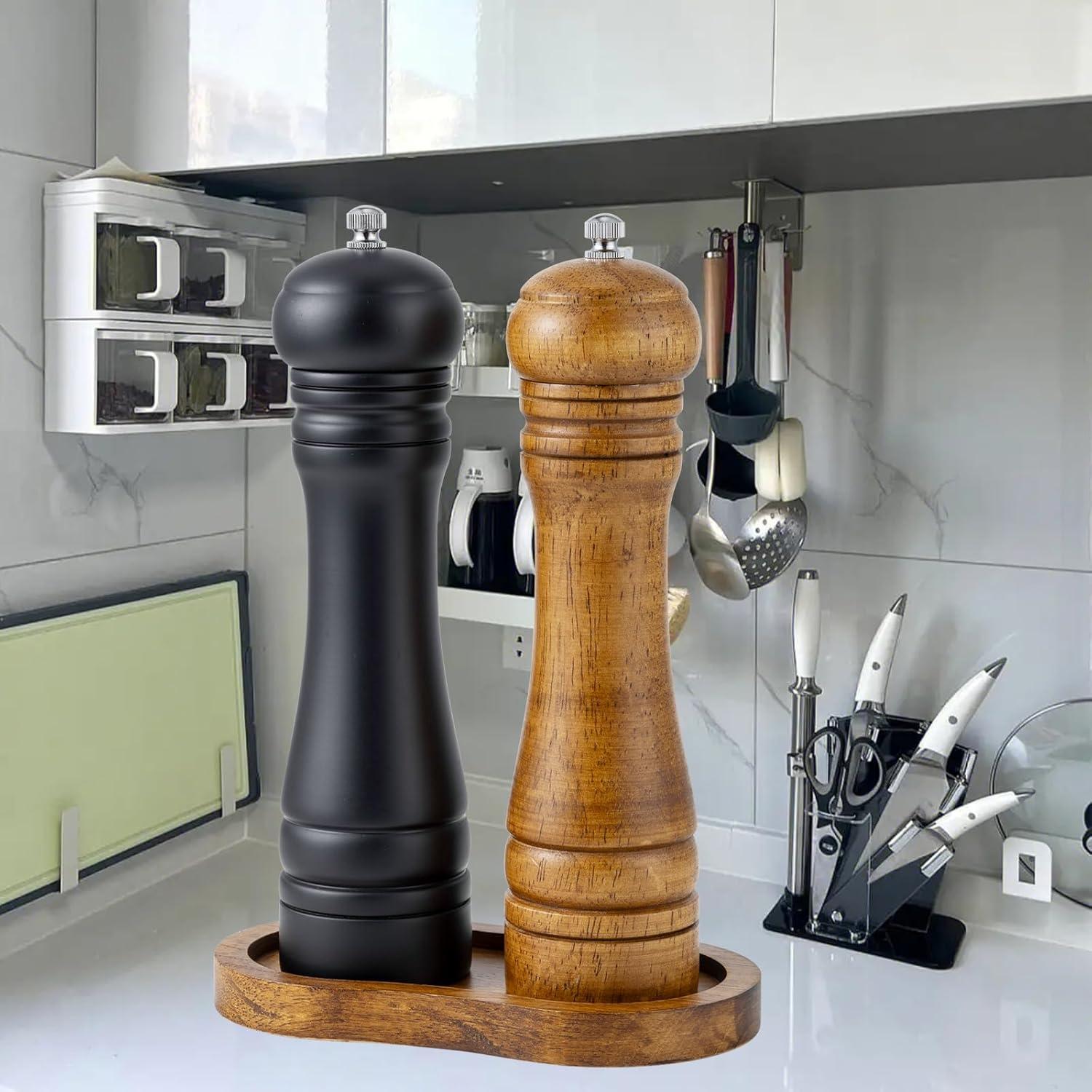 Bandeja de Madera BINHAI para Molinillos de Sal y Pimienta