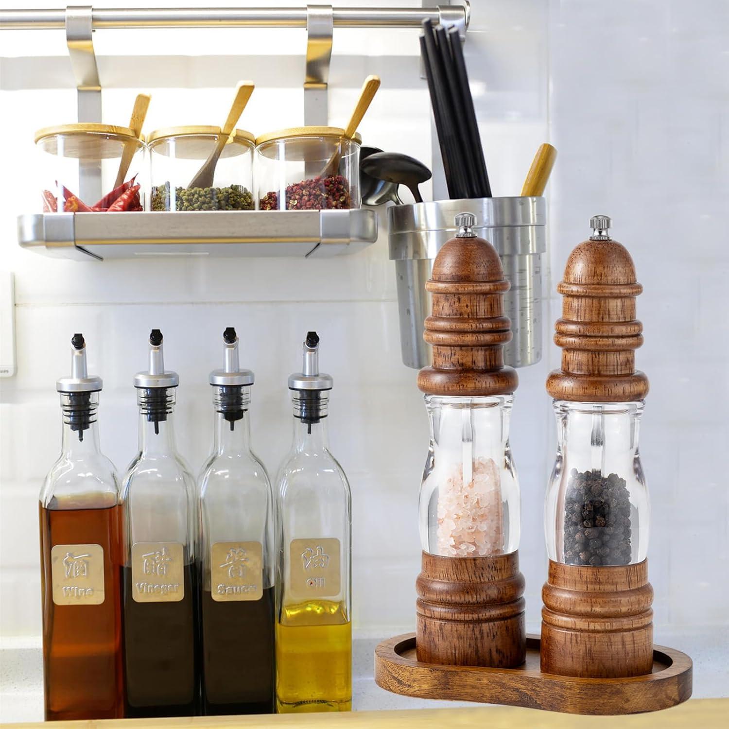 Bandeja de Madera BINHAI para Molinillos de Sal y Pimienta