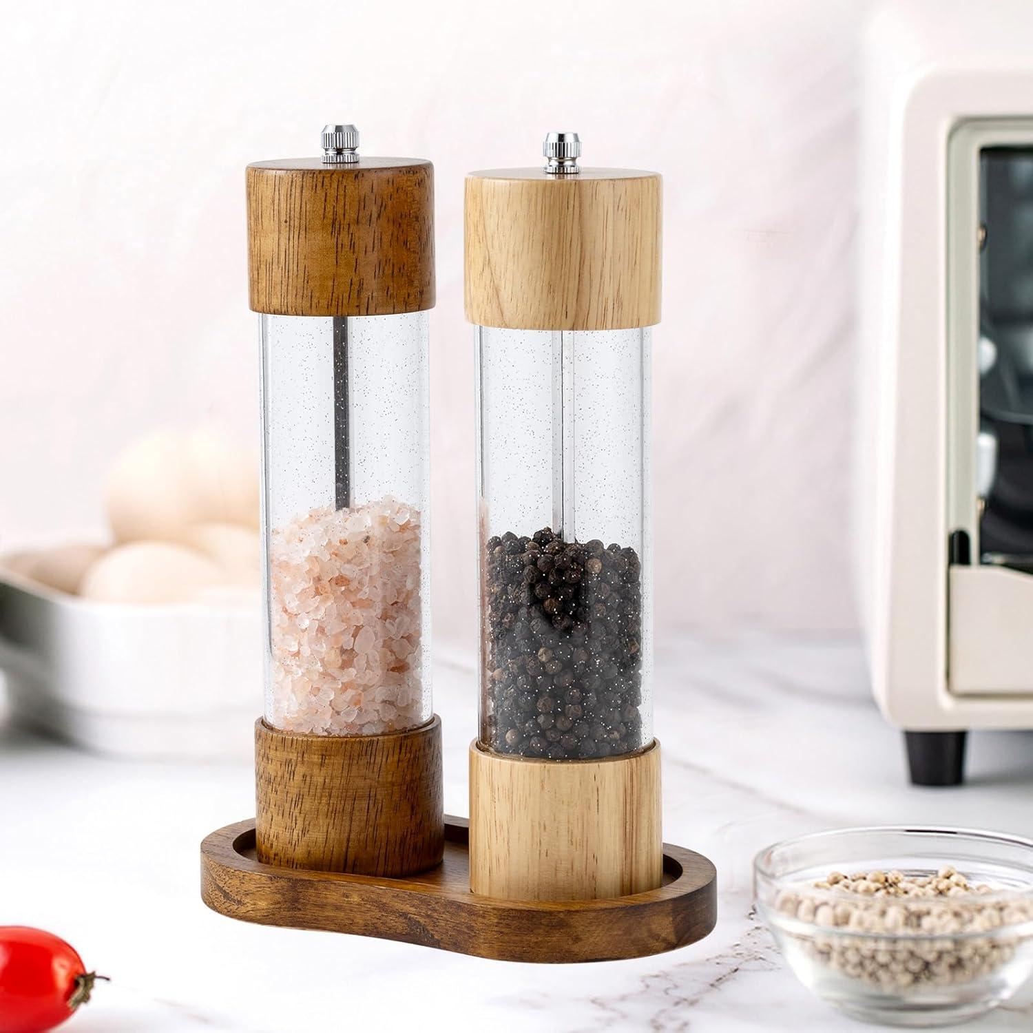 Bandeja de Madera BINHAI para Molinillos de Sal y Pimienta