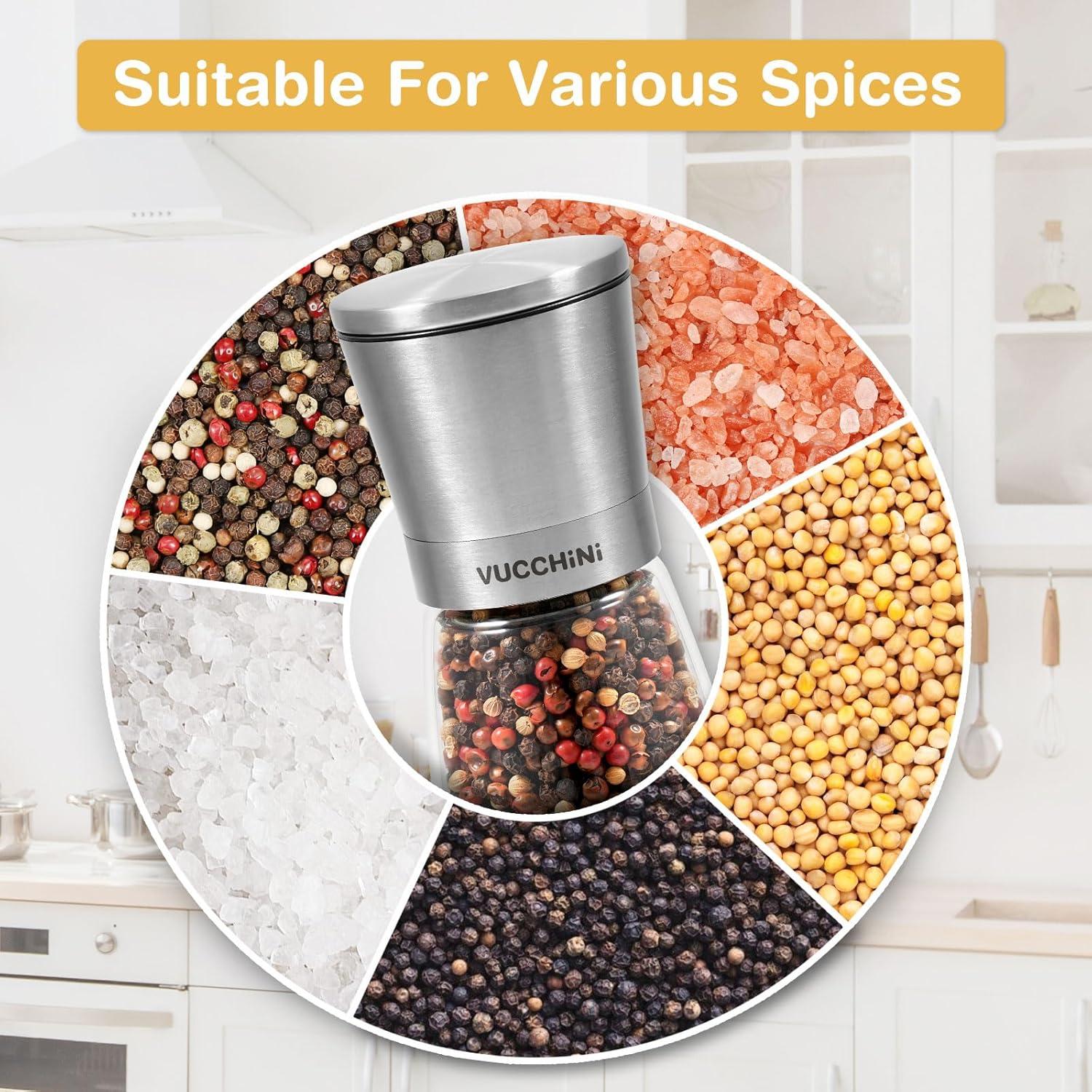 Juego de Molinillos de Sal y Pimienta VUCCHINI Acero Inoxidable