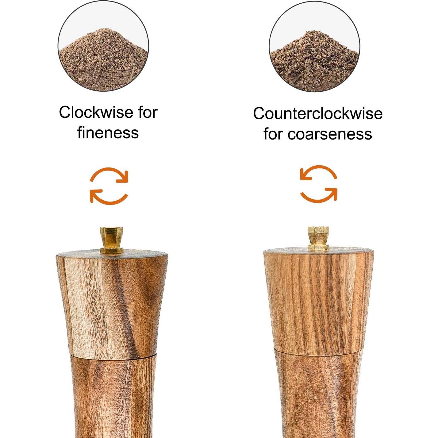 Molino de Pimienta Manual UNIOVC de Acacia 21.5 cm Ajustable