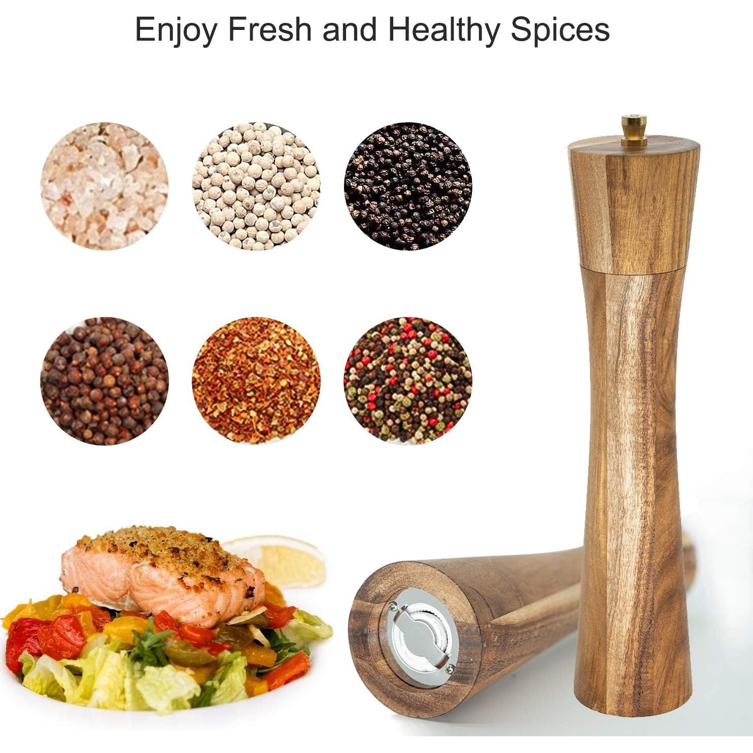 Molino de Pimienta Manual UNIOVC de Acacia 21.5 cm Ajustable