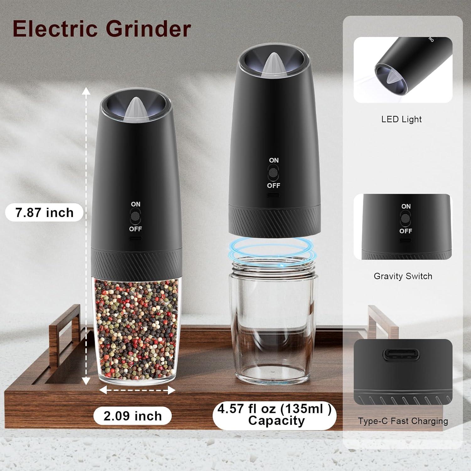 Juego de Molinillos Eléctricos de Sal y Pimienta QTDHG 135ml