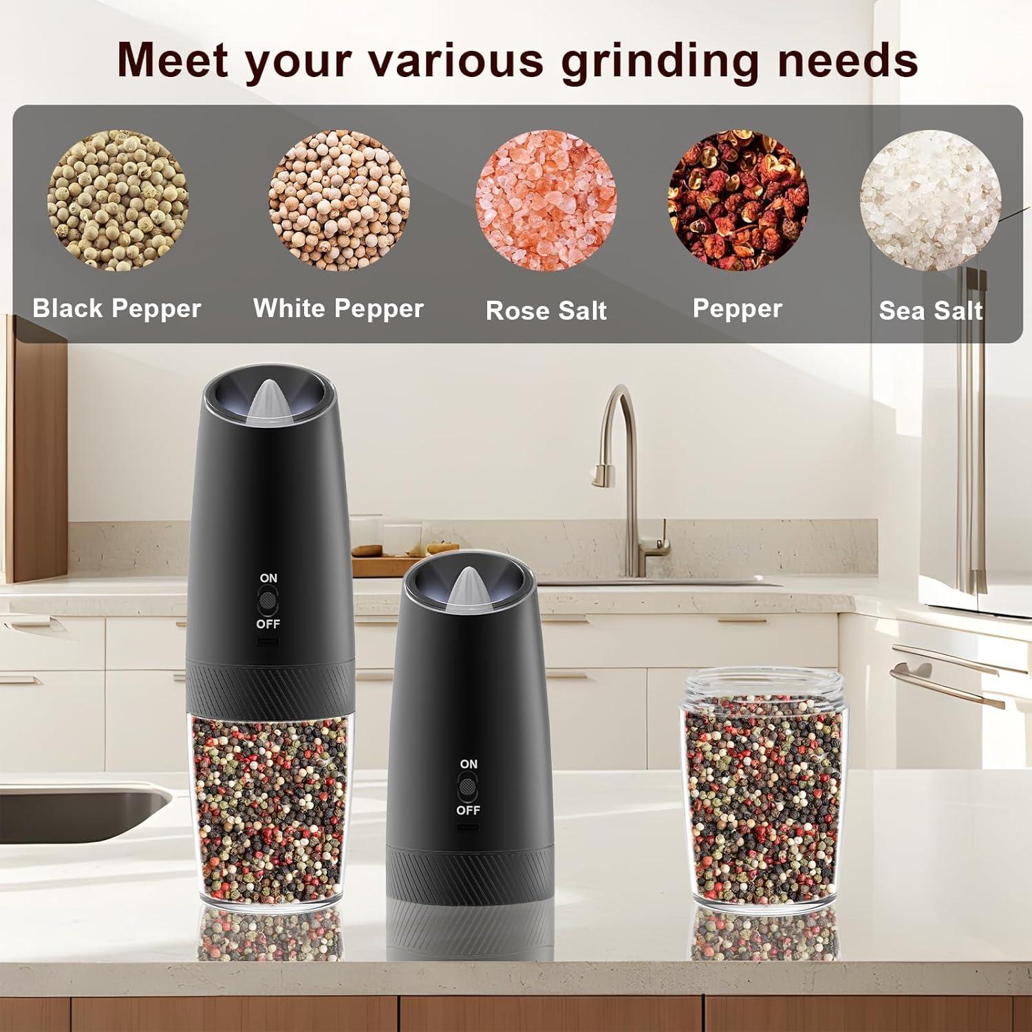 Juego de Molinillos Eléctricos de Sal y Pimienta QTDHG 135ml