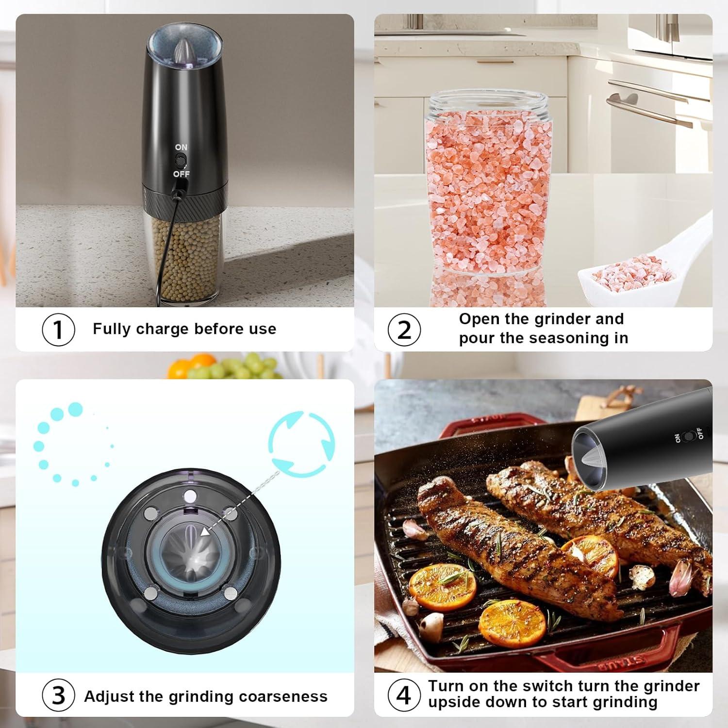 Juego de Molinillos Eléctricos de Sal y Pimienta QTDHG 135ml