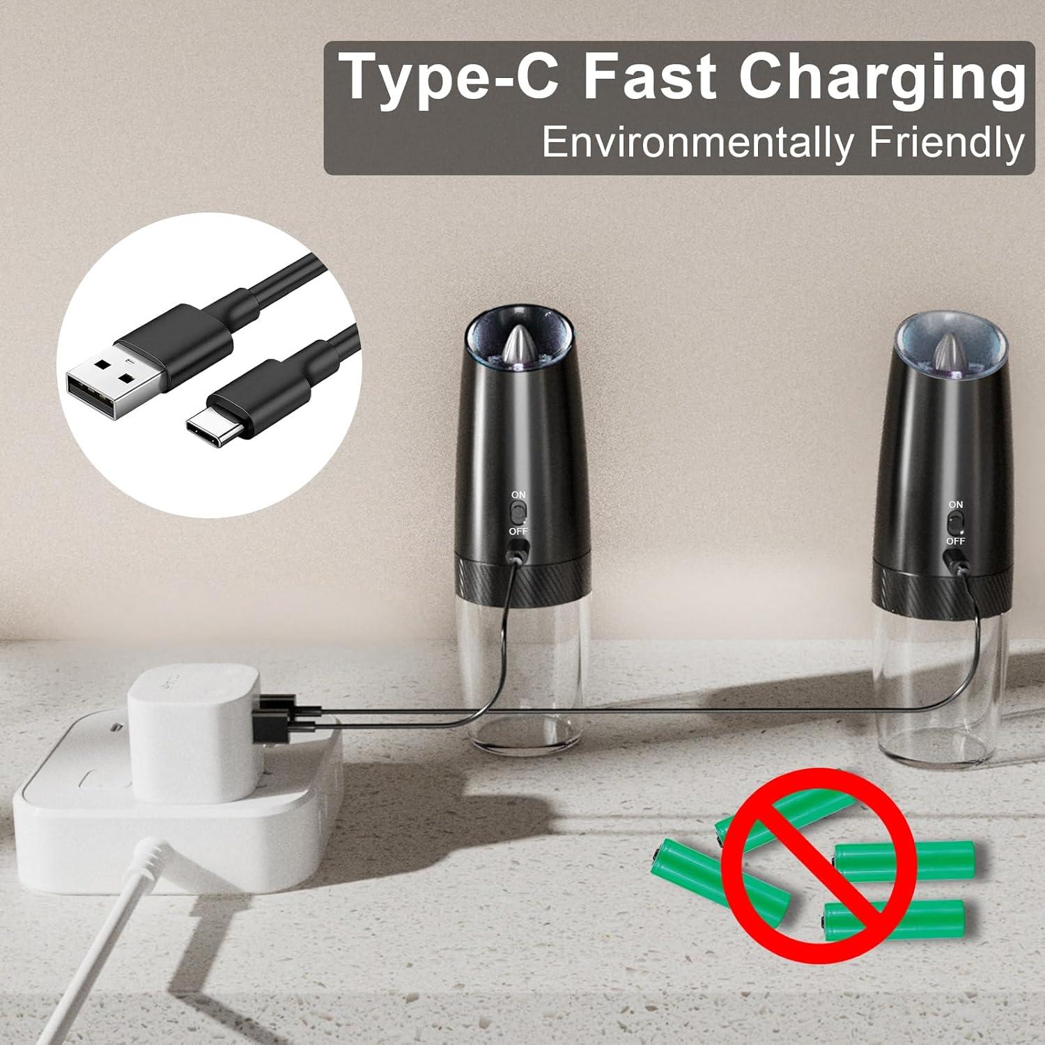 Juego de Molinillos Eléctricos de Sal y Pimienta QTDHG 135ml