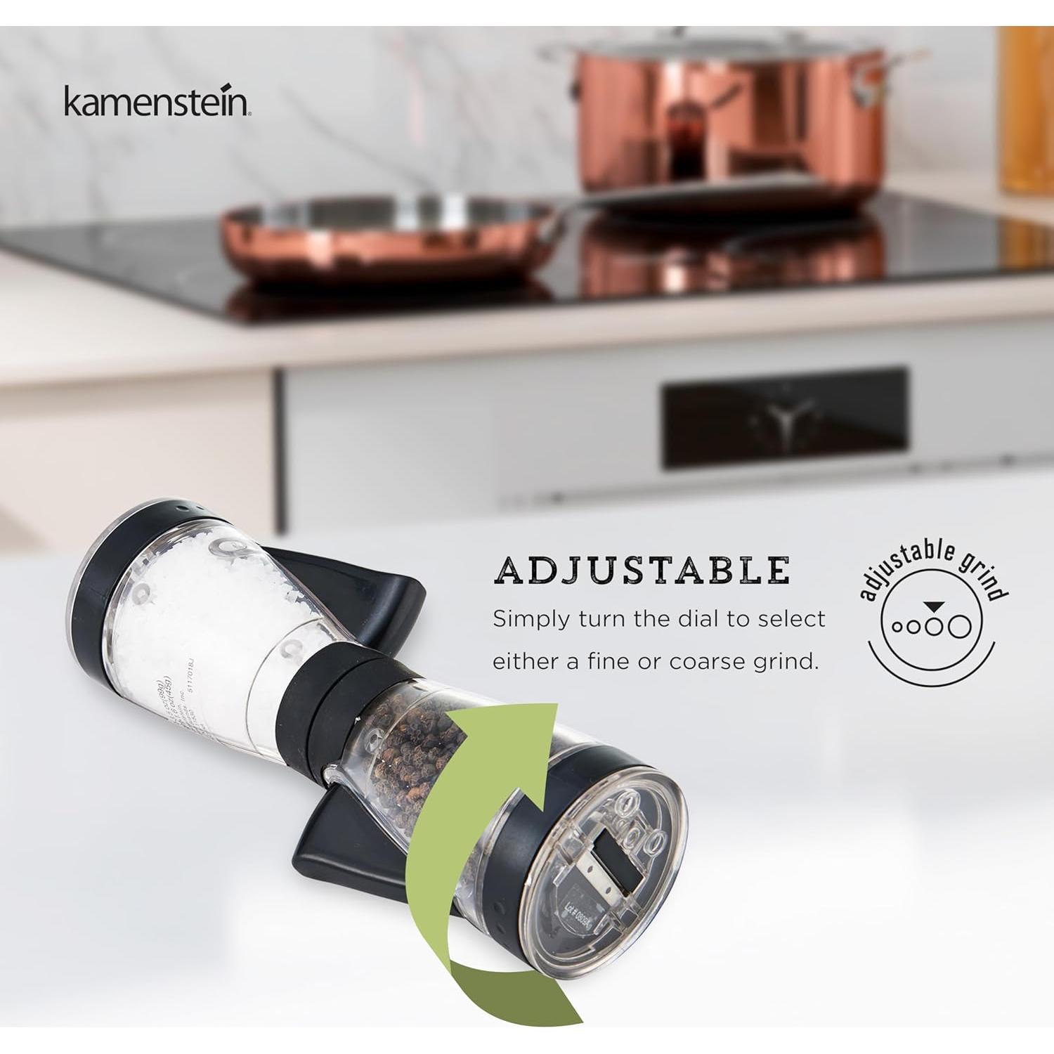 Molinillo de Sal y Pimienta Kamenstein 2 en 1 Ajustable 20.32 cm Negro
