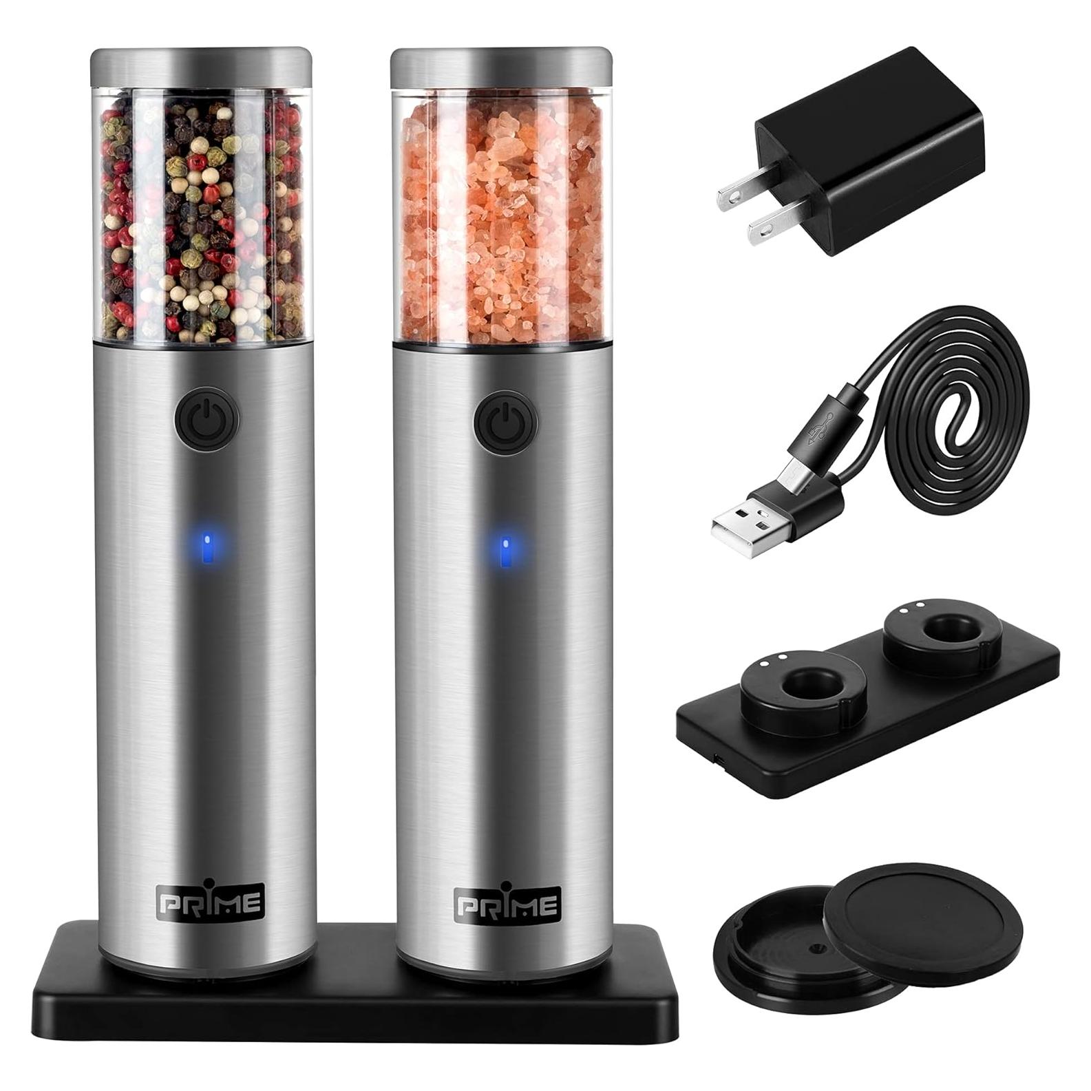 Molinillos de Sal y Pimienta Eléctricos Prime, 2 Pzs, Acero Inoxidable