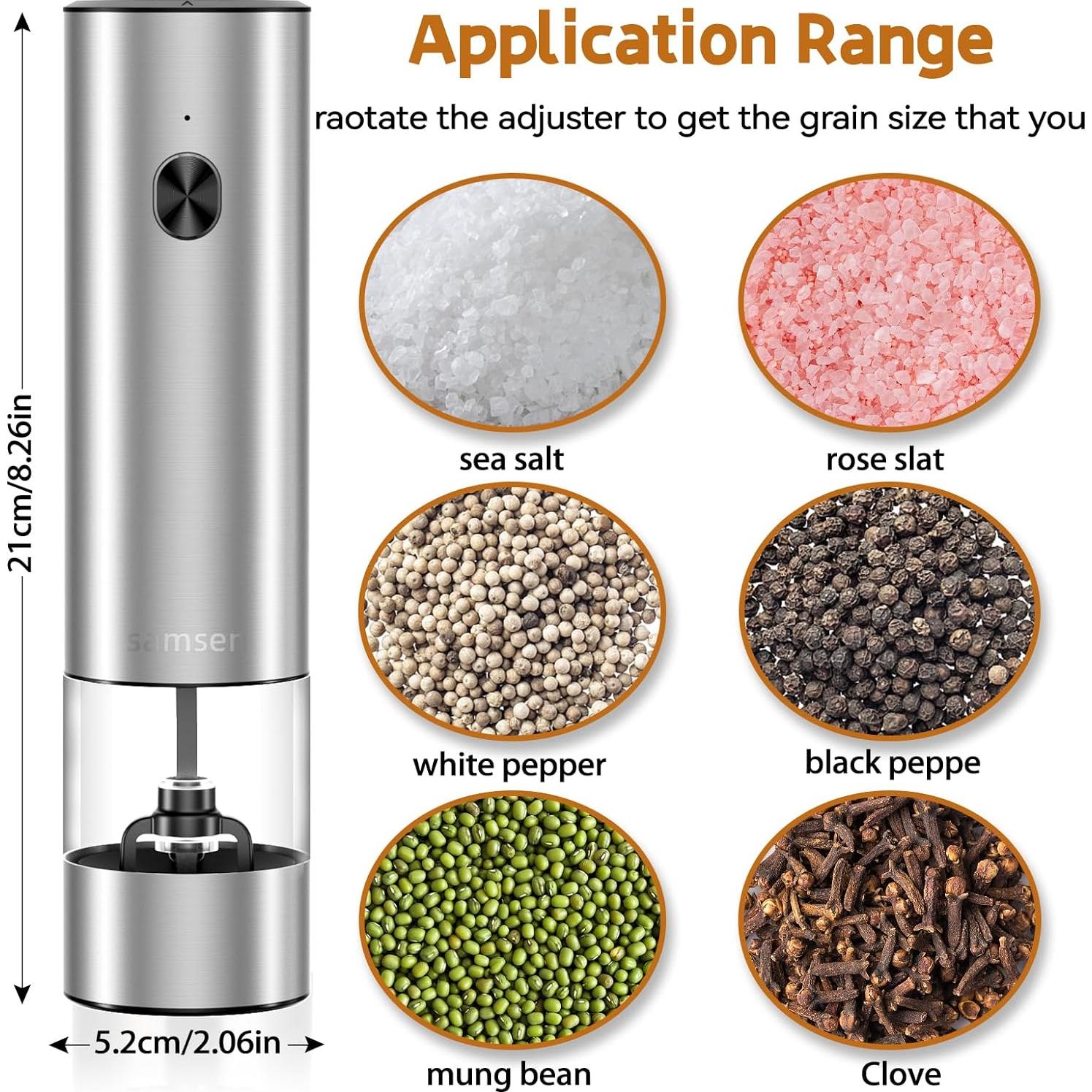Molino de Pimienta Eléctrico Samsen Acero Inoxidable 70ml