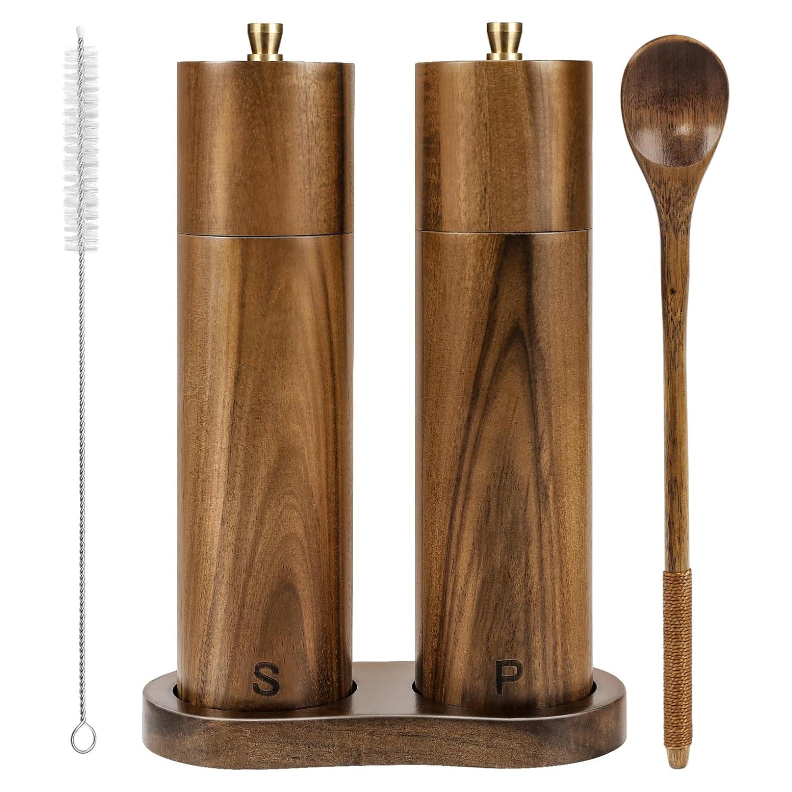 Juego de Molinillos de Sal y Pimienta YVAKE 20 cm Madera Acacia