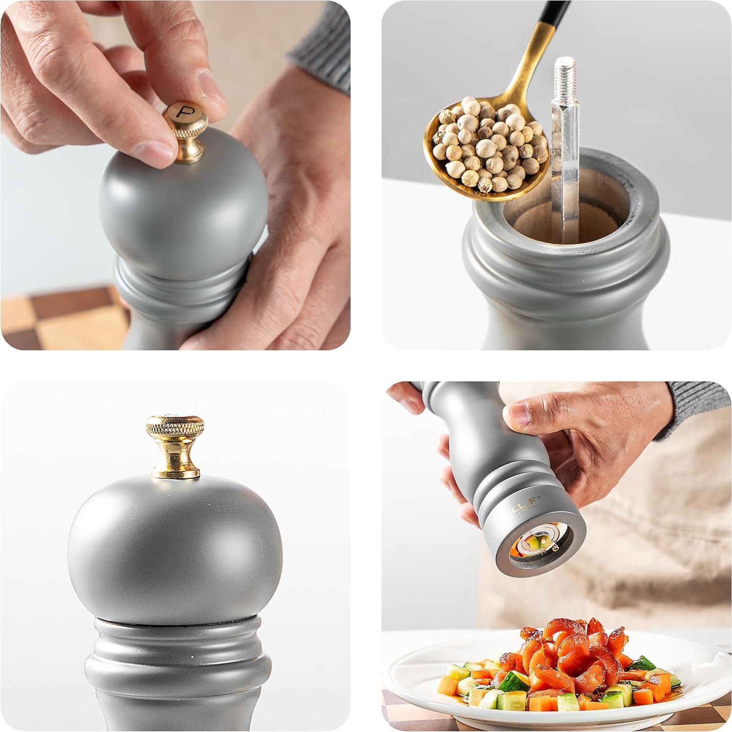 Juego de 2 Molinos de Sal y Pimienta BILL.F 17,78 cm Gris