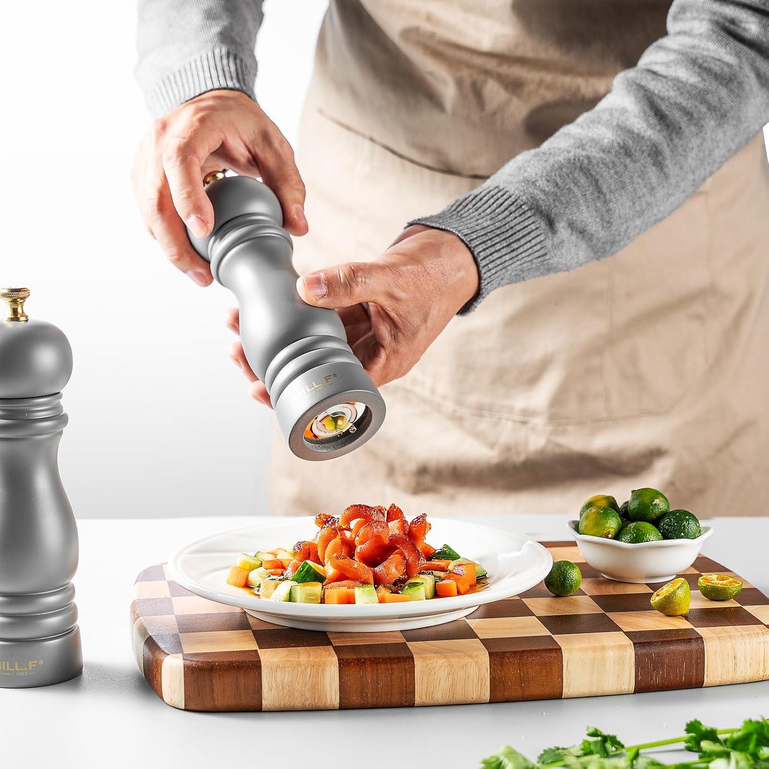 Juego de 2 Molinos de Sal y Pimienta BILL.F 17,78 cm Gris