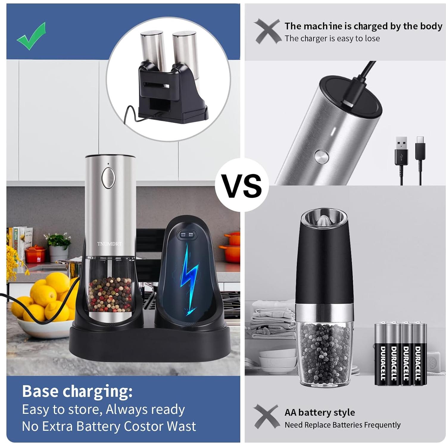 Juego de molinillos eléctricos TNUMDRT 90ml con carga USB