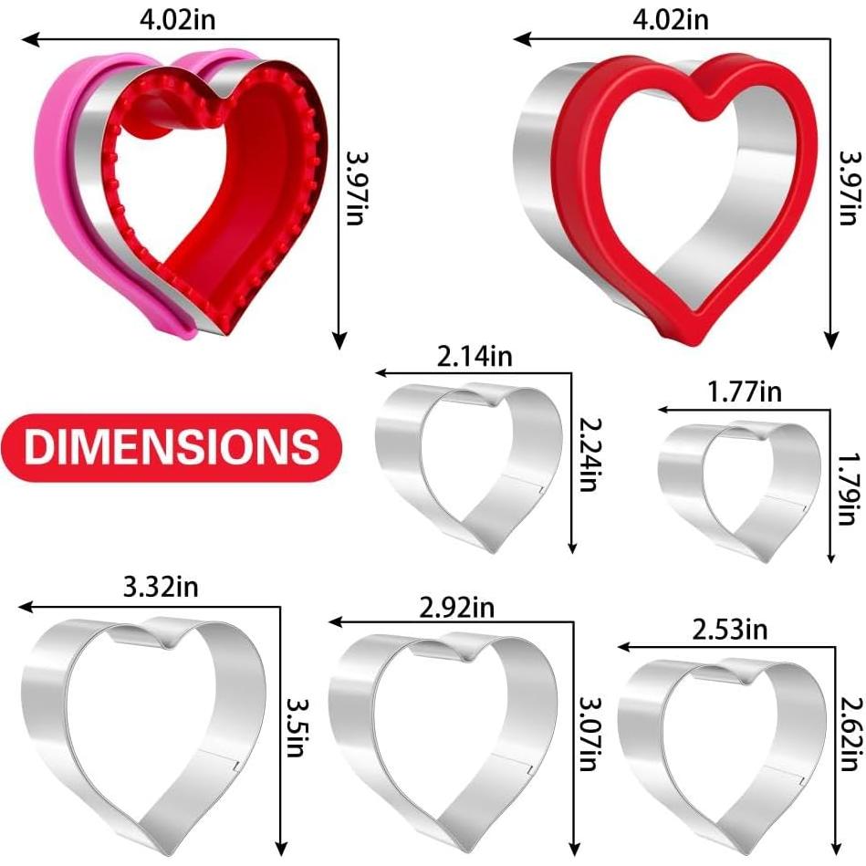 Juego de Cortadores de Galletas Corazón BYkooc 8 Piezas