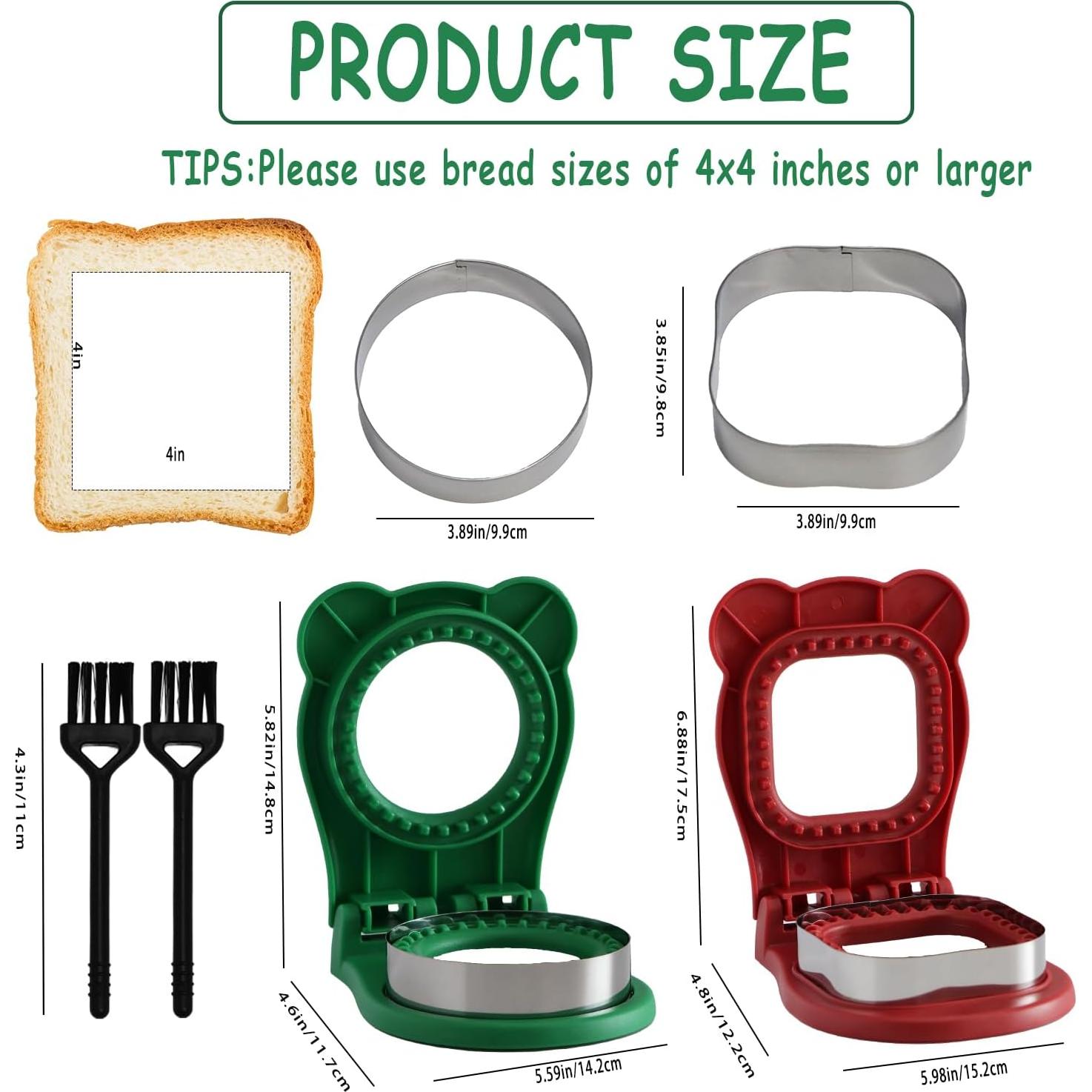 Cortador y Sellador de Sándwiches Bahtoiuy 2 Piezas Rojo