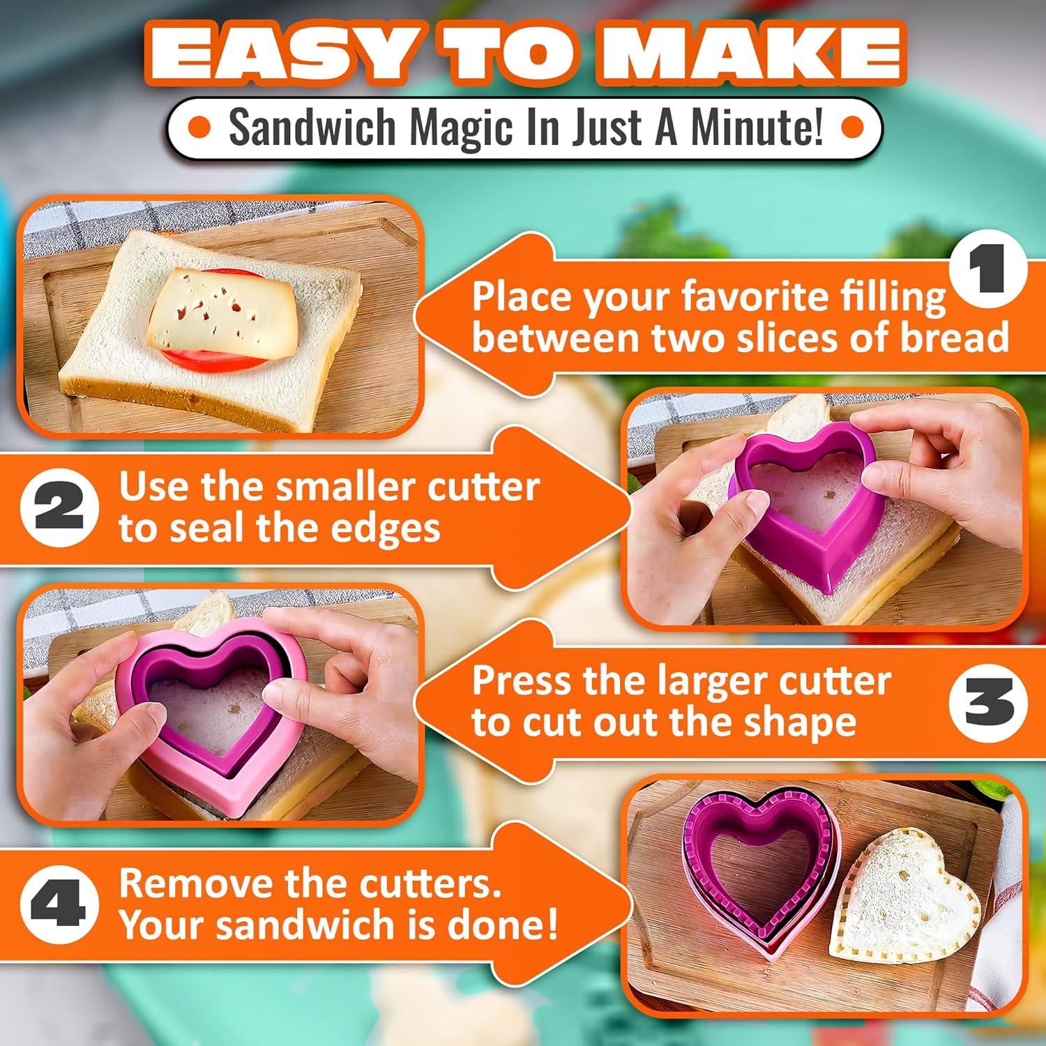 Juego de Cortadores de Sándwiches HYQO 4 Piezas Multicolor