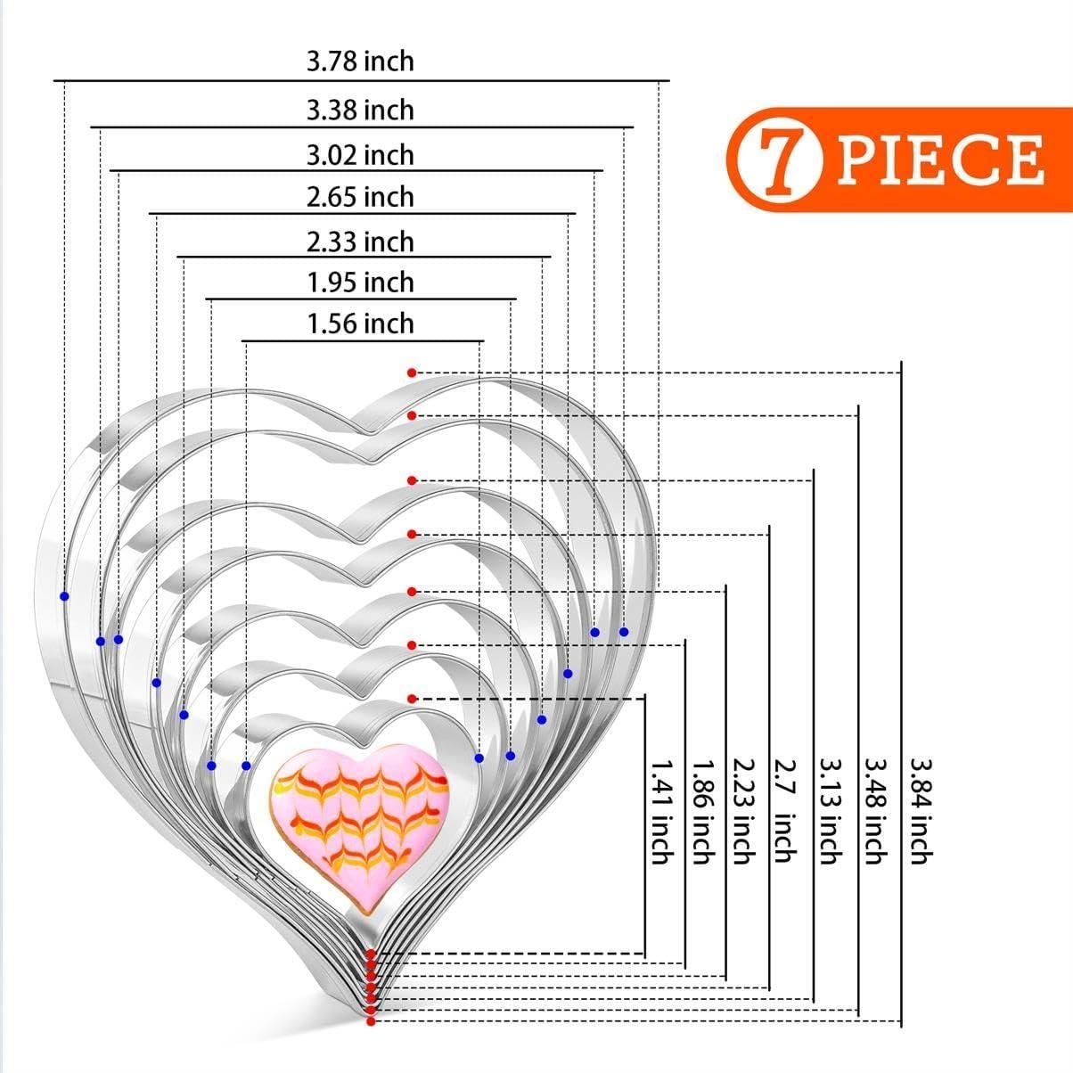 Juego de Cortadores de Galletas Corazón KELOFKO - 7 Piezas
