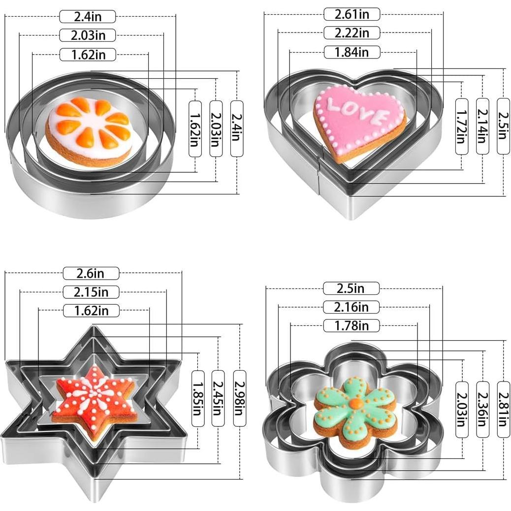 Juego de Cortadores de Galletas KnmyLife 12 Piezas Acero Inoxidable