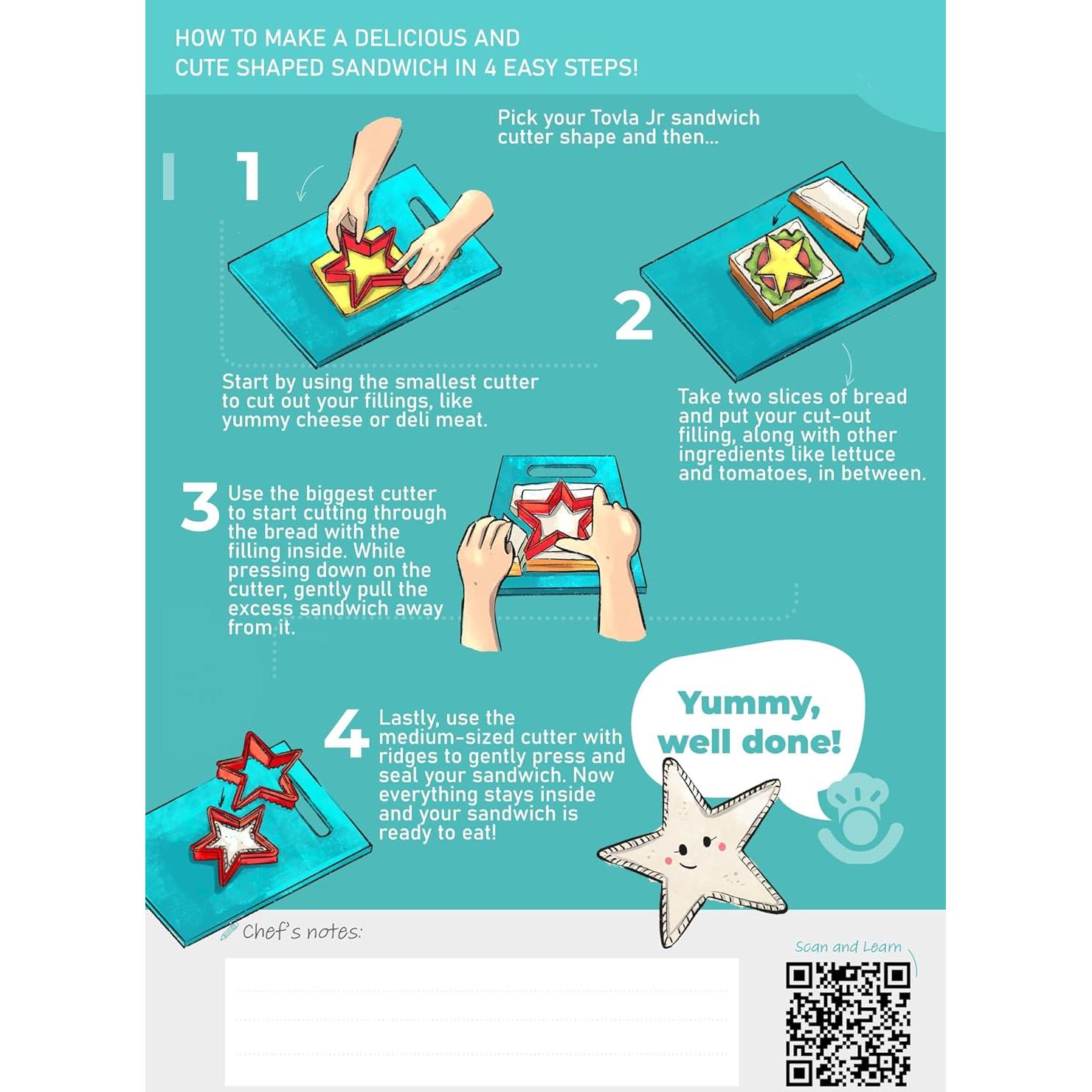 Juego de Cortadores de Sándwich Tovla Jr. 4 Formas + Soporte