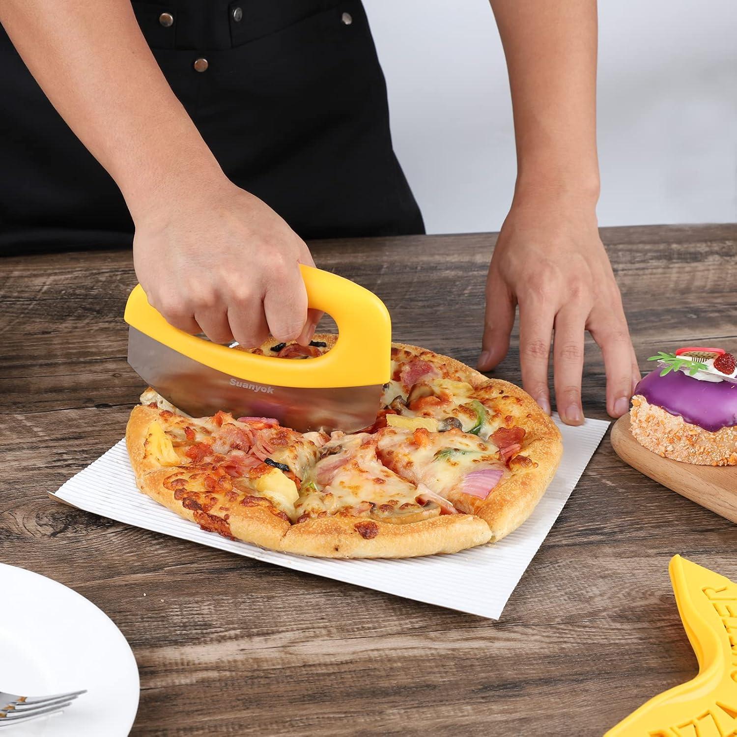 Cortador de Pizza Suanyok Acero Inoxidable con Funda Amarillo