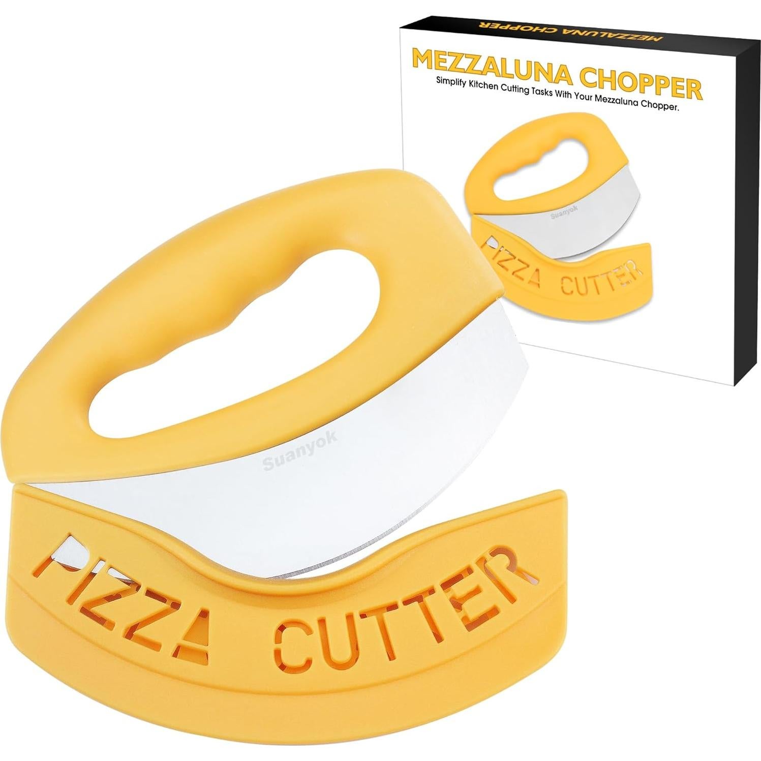 Cortador de Pizza Suanyok Acero Inoxidable con Funda Amarillo