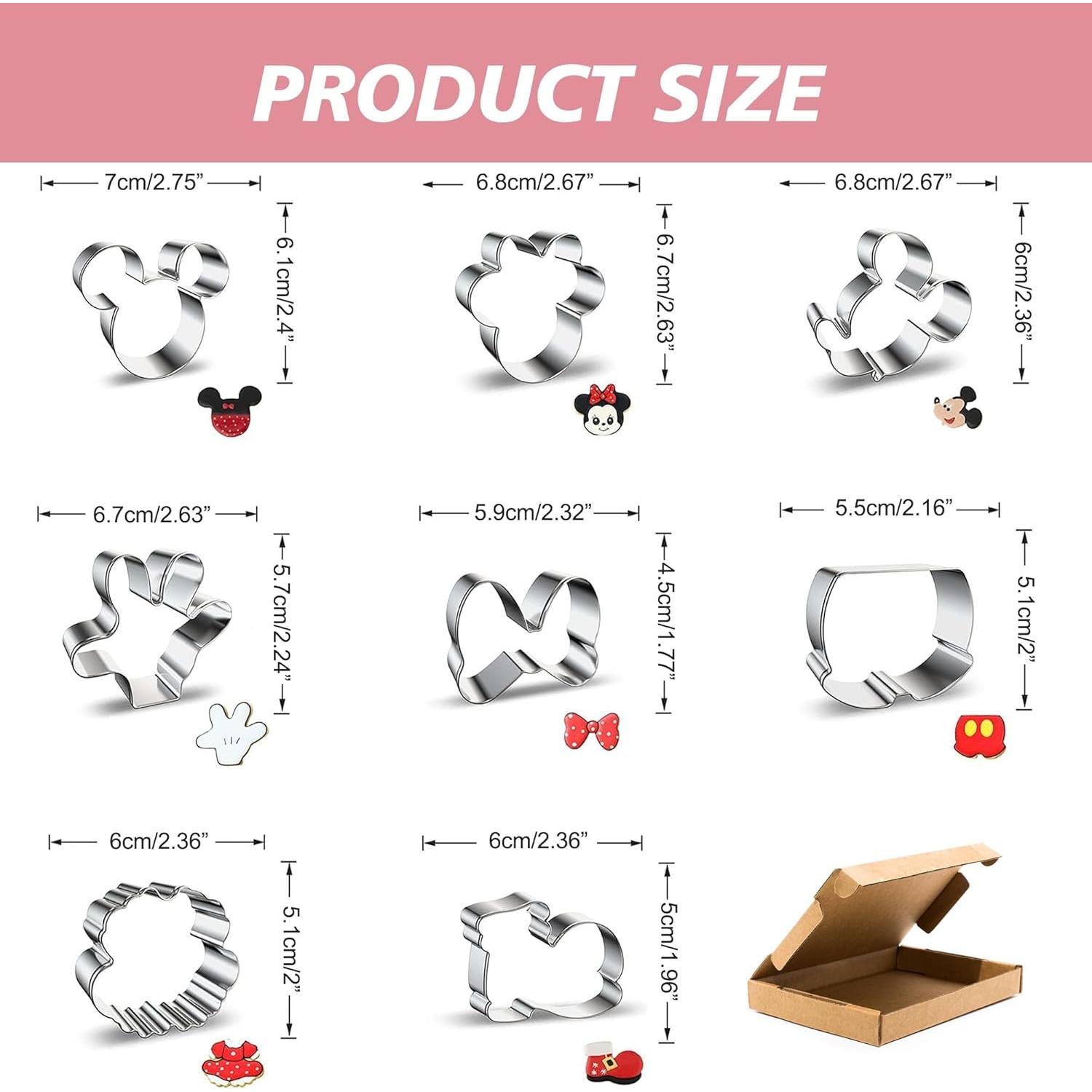 Cortadores de Galletas Mickey ZADE - Acero Inoxidable 8 Pcs